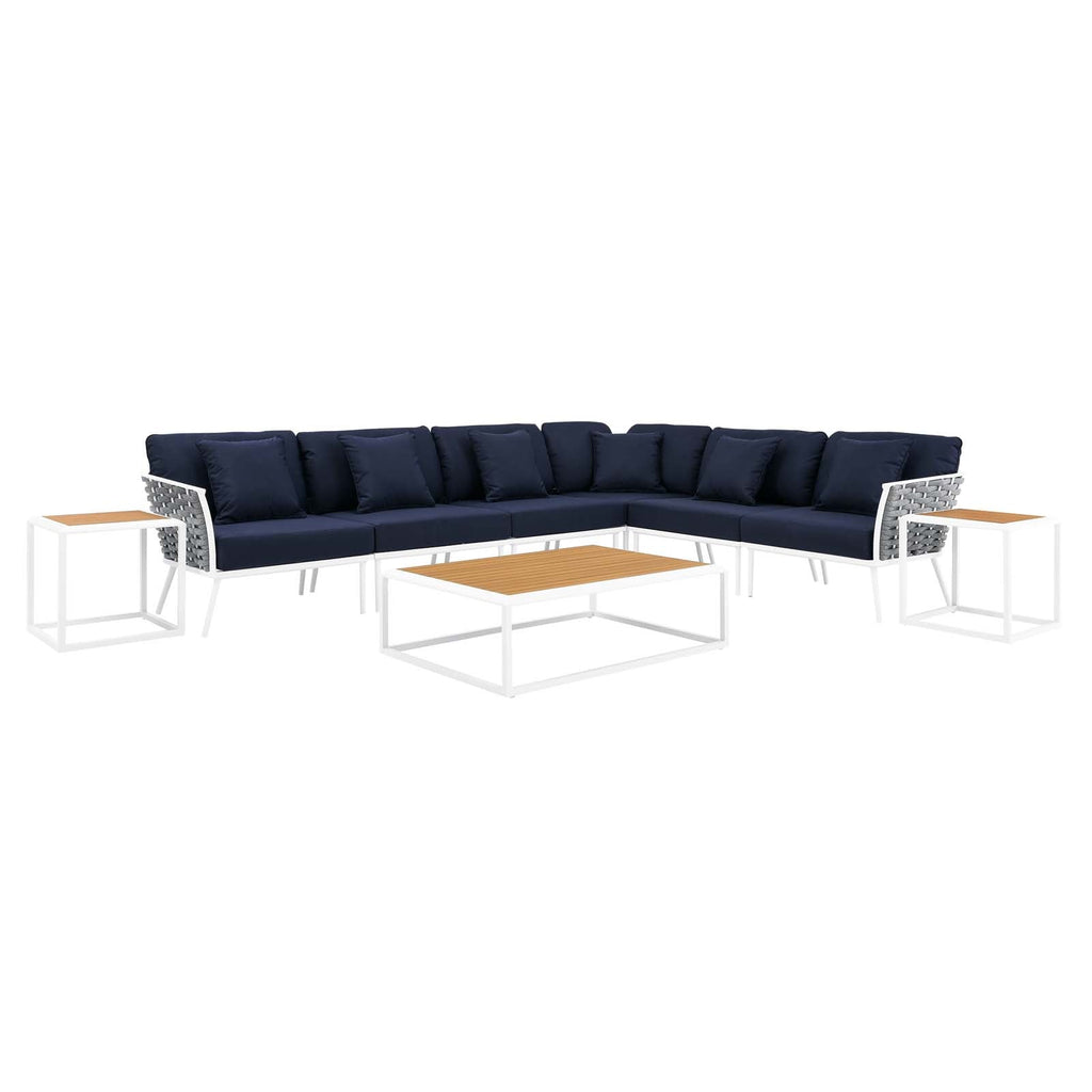 Stance 9 Piece Aluminum Outdoor Patio Aluminum Sectional Sofa Set by Modway
