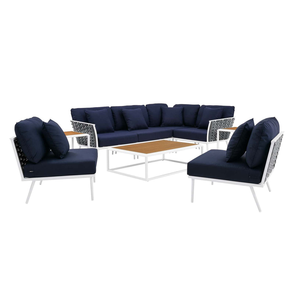 Stance 9 Piece Aluminum Outdoor Patio Aluminum Sectional Sofa Set by Modway