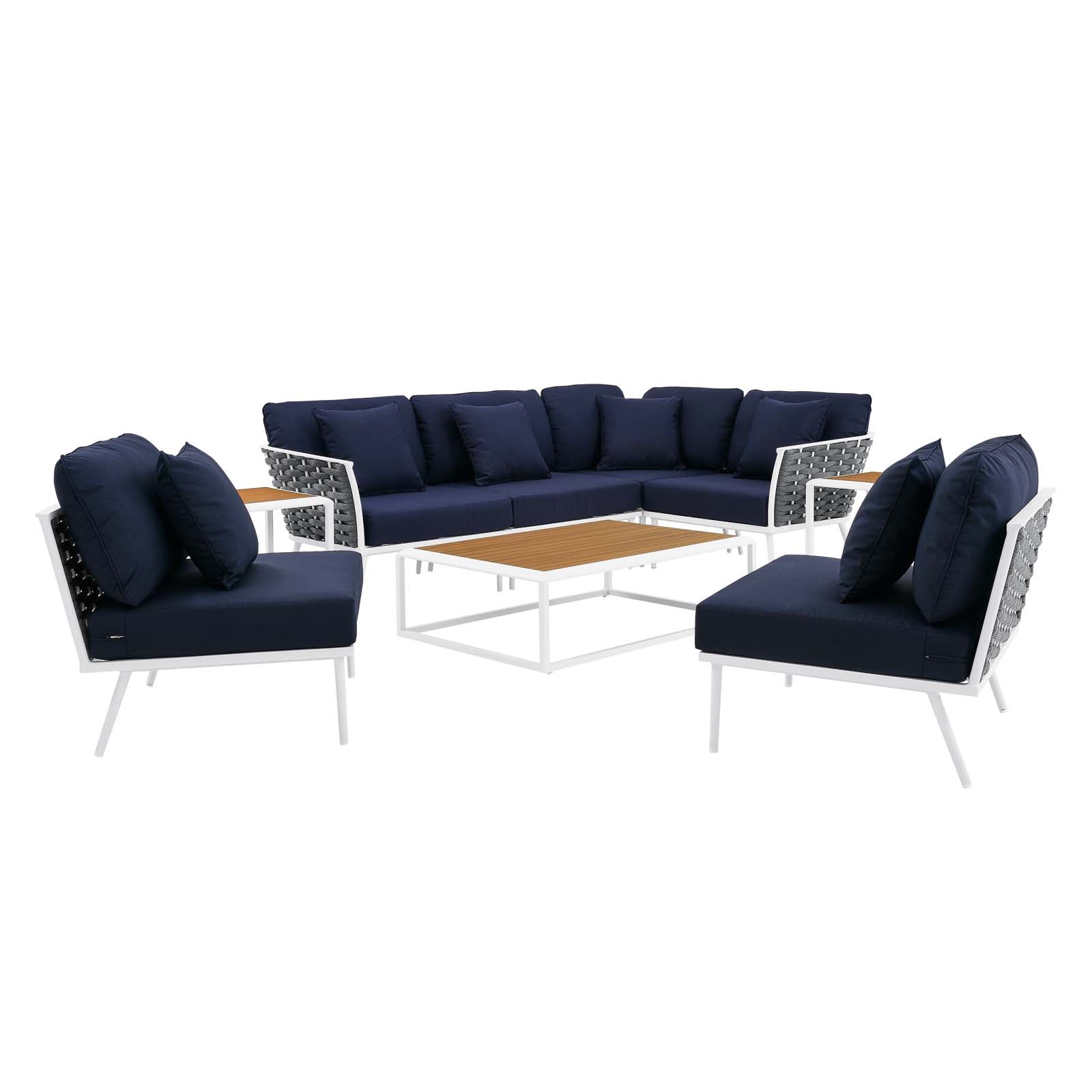 Stance 9 Piece Aluminum Outdoor Patio Aluminum Sectional Sofa Set by Modway