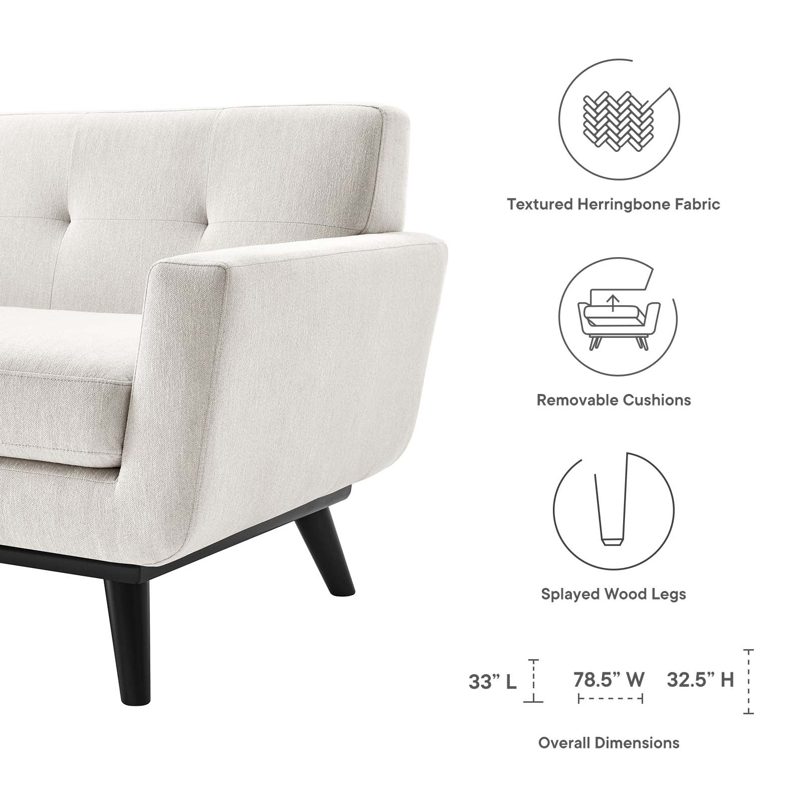 Engage Herringbone Fabric Loveseat by Modway
