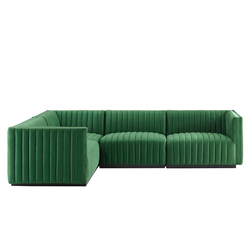 Conjure 4-Piece Channel Tufted Performance Velvet Sectional by Modway
