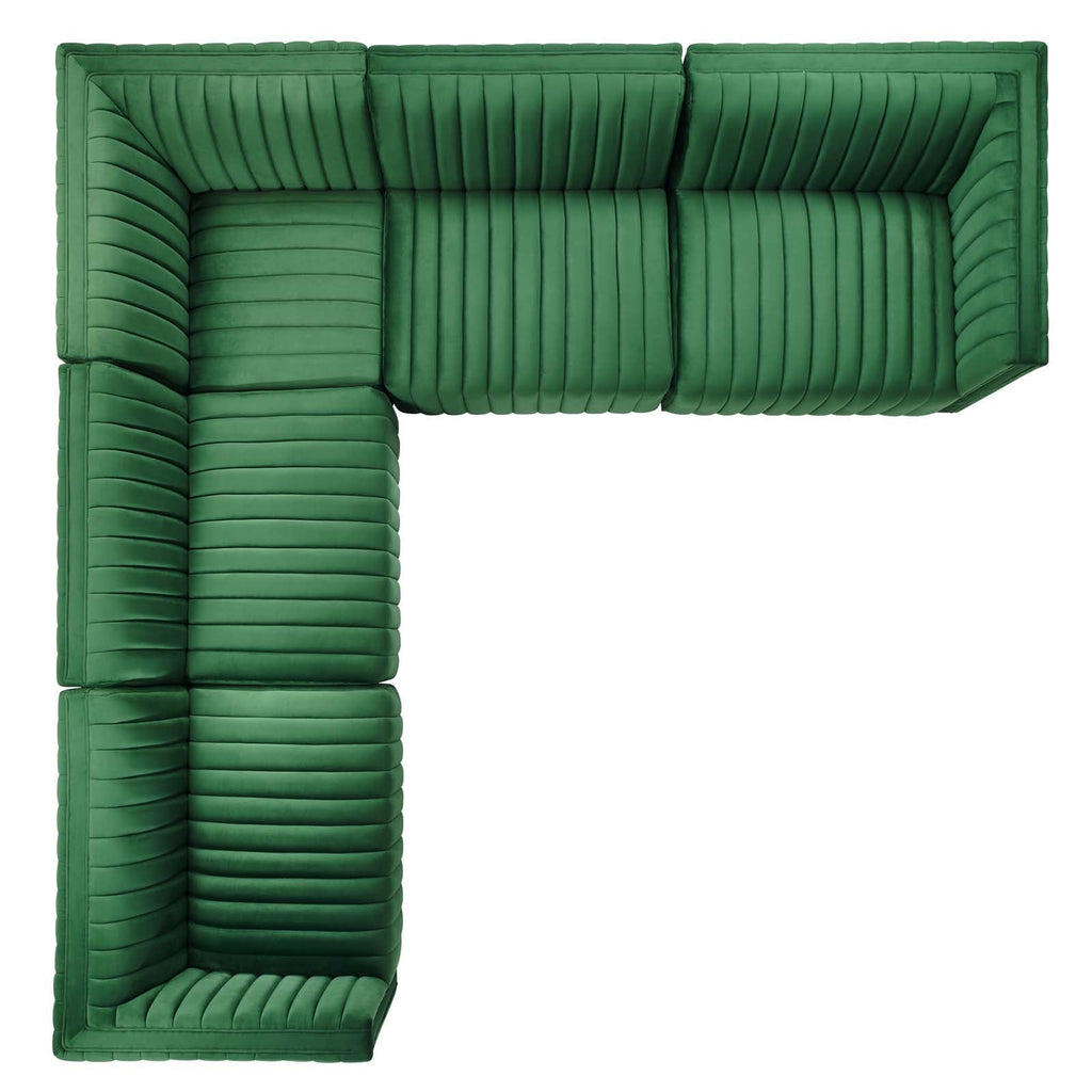Conjure 5-Piece Channel Tufted Performance Velvet Sectional by Modway