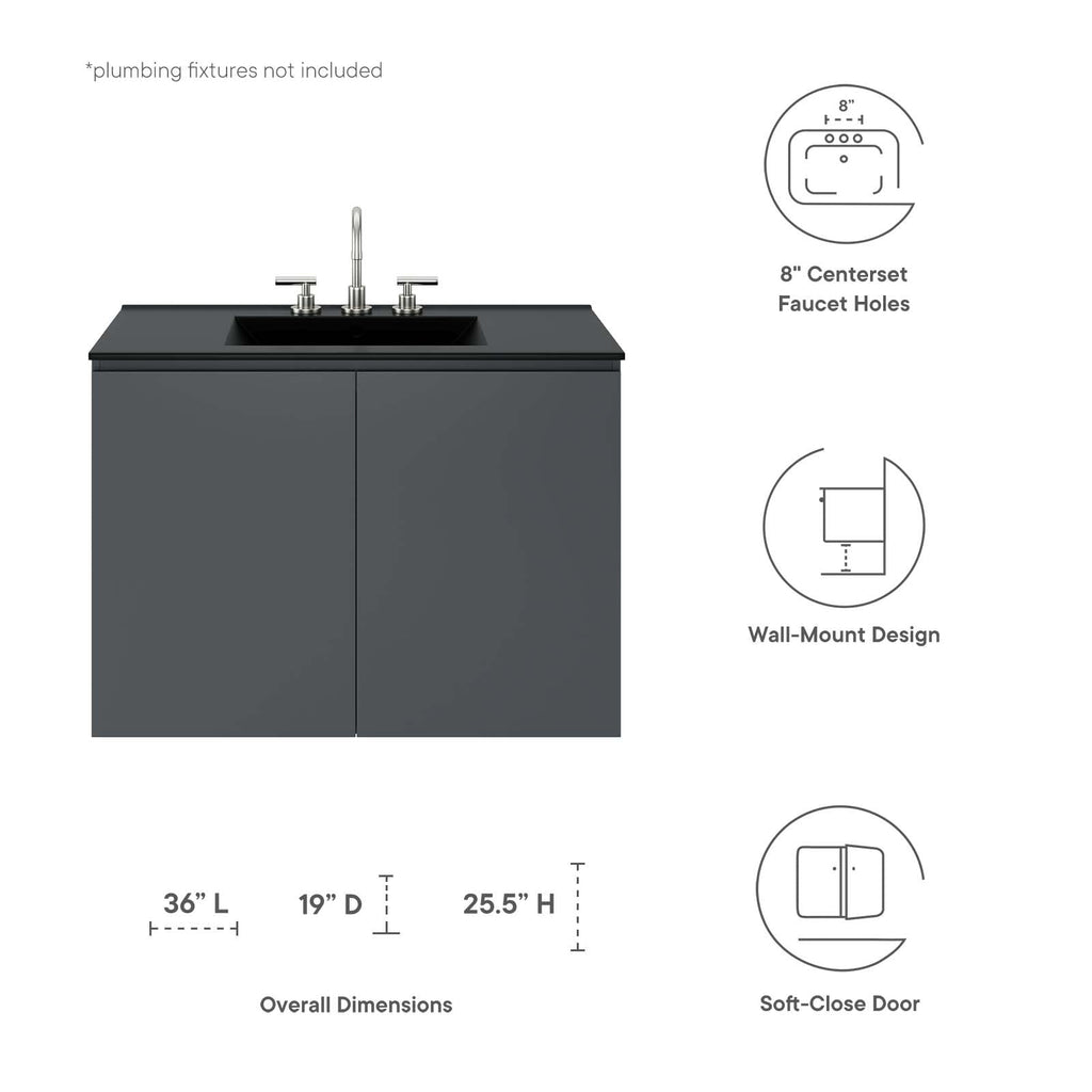Bryn 36" Wall-Mount Bathroom Vanity by Modway