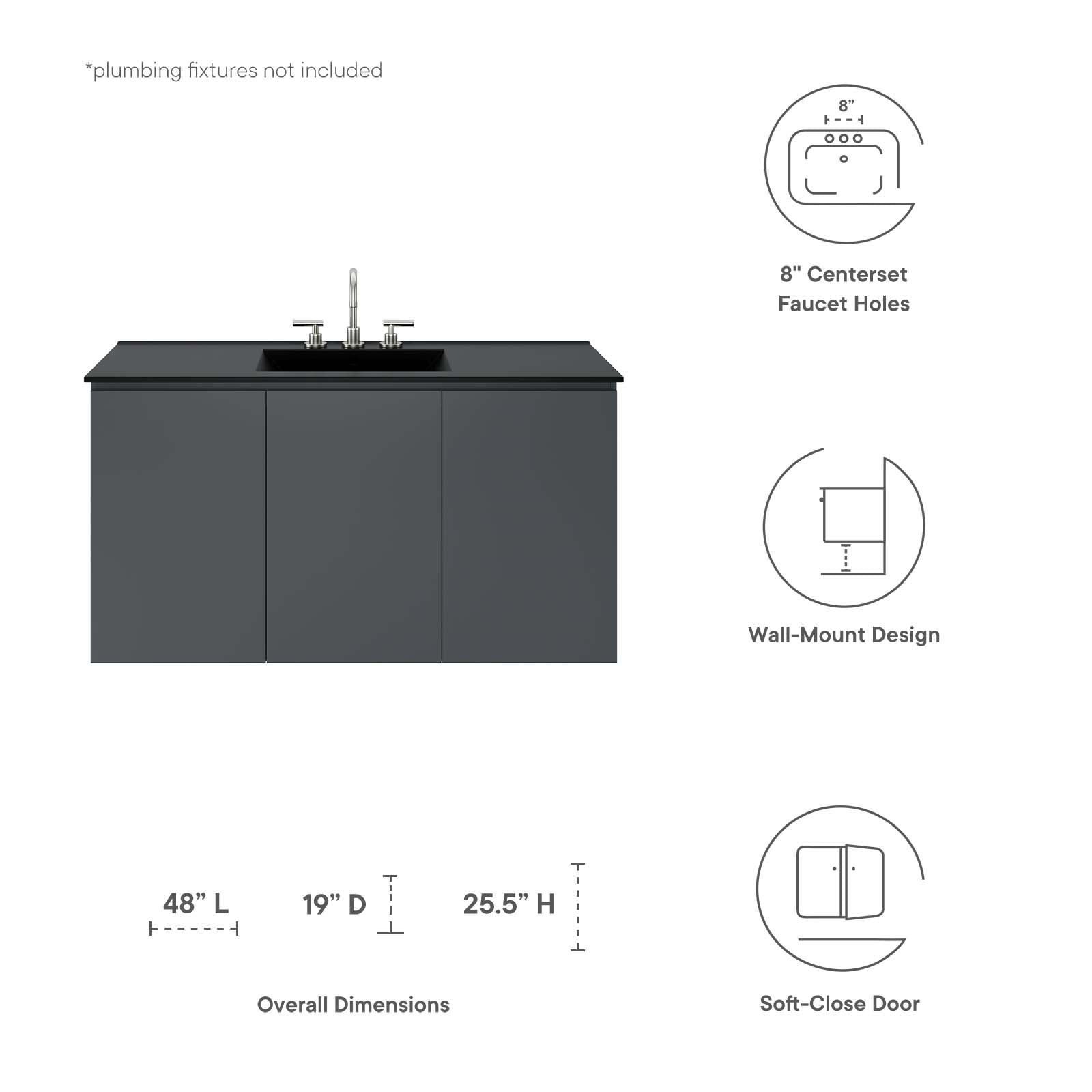 Bryn 48" Wall-Mount Bathroom Vanity by Modway