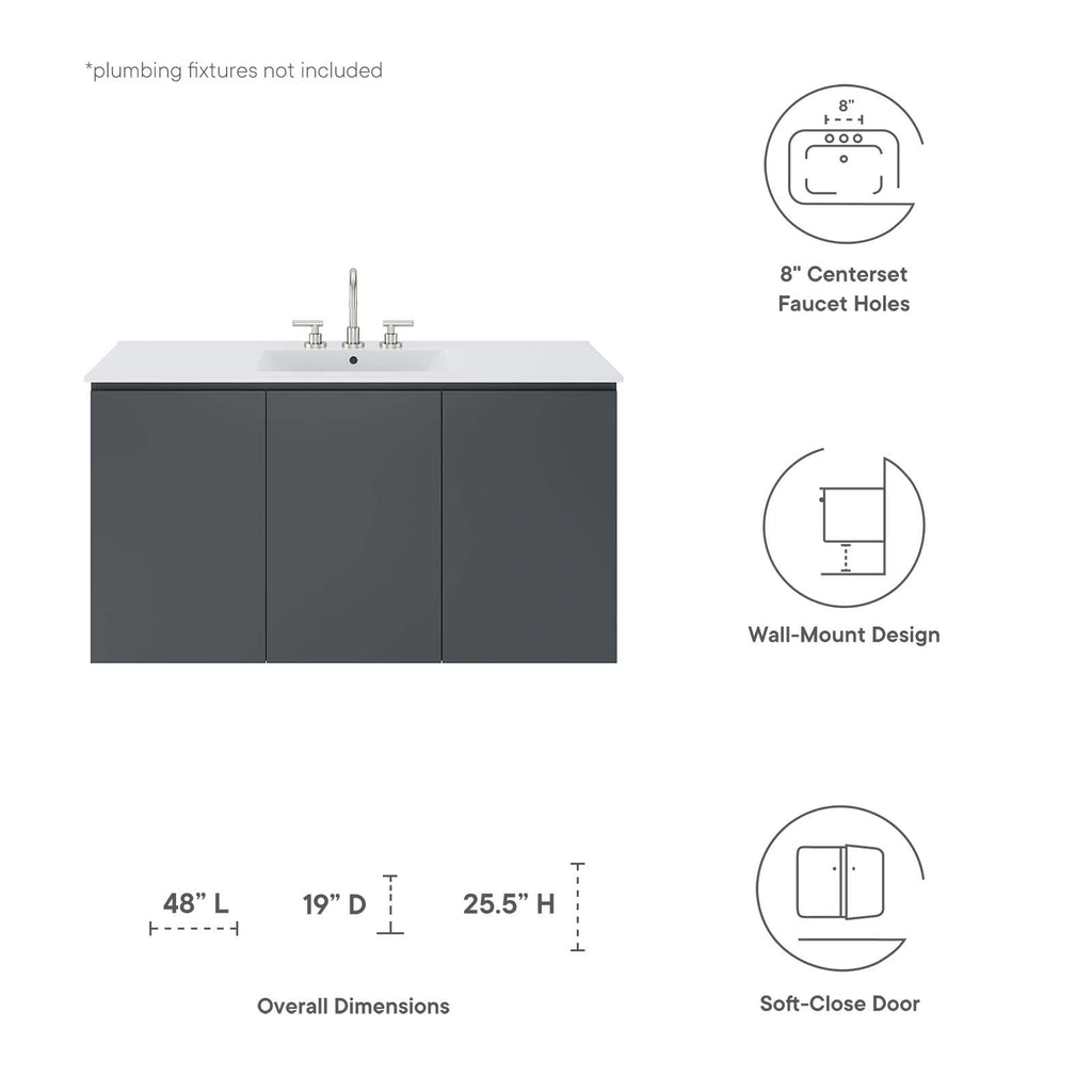 Bryn 48" Wall-Mount Bathroom Vanity by Modway