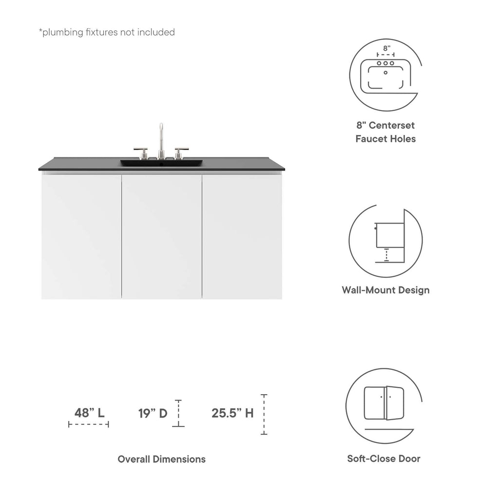 Bryn 48" Wall-Mount Bathroom Vanity by Modway