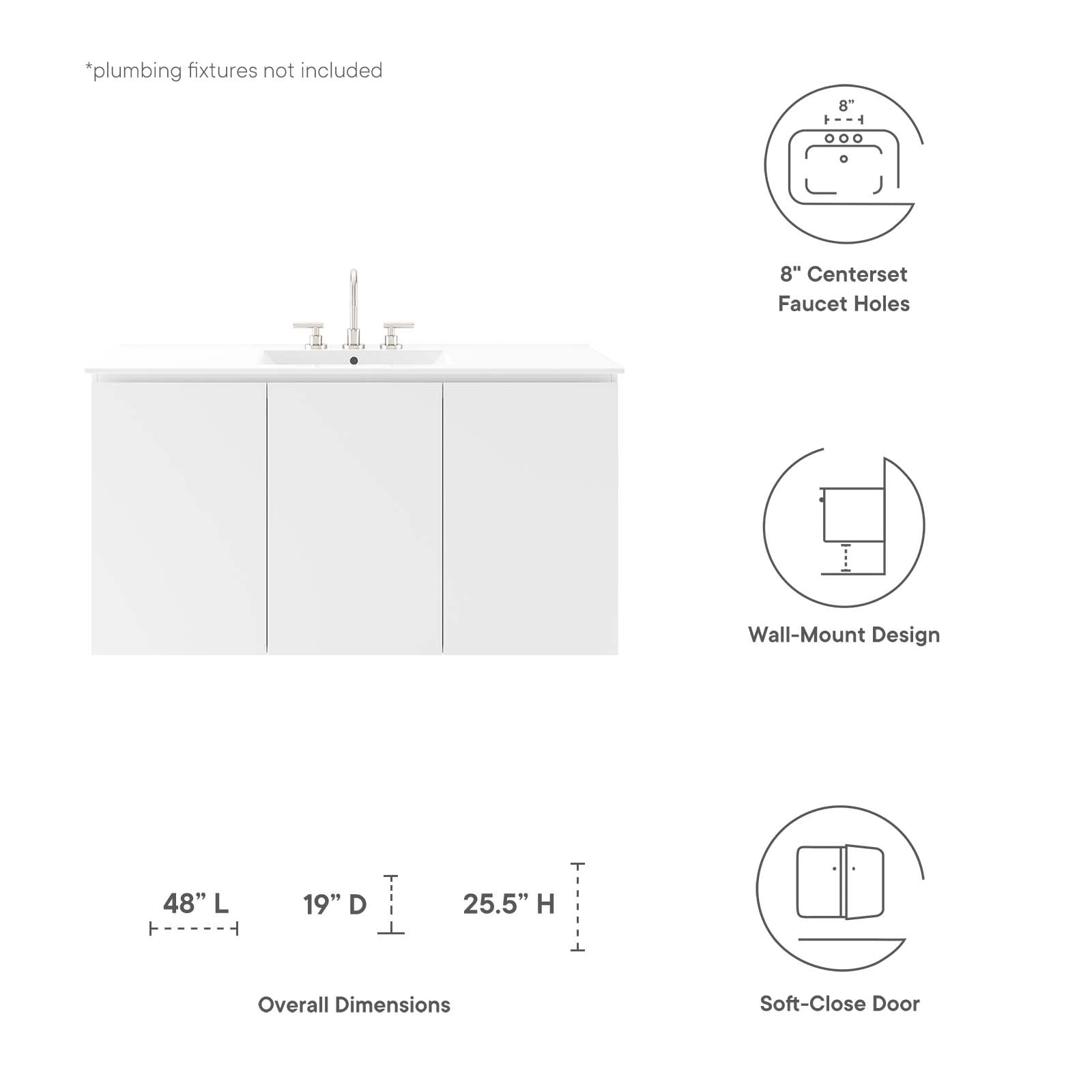 Bryn 48" Wall-Mount Bathroom Vanity by Modway
