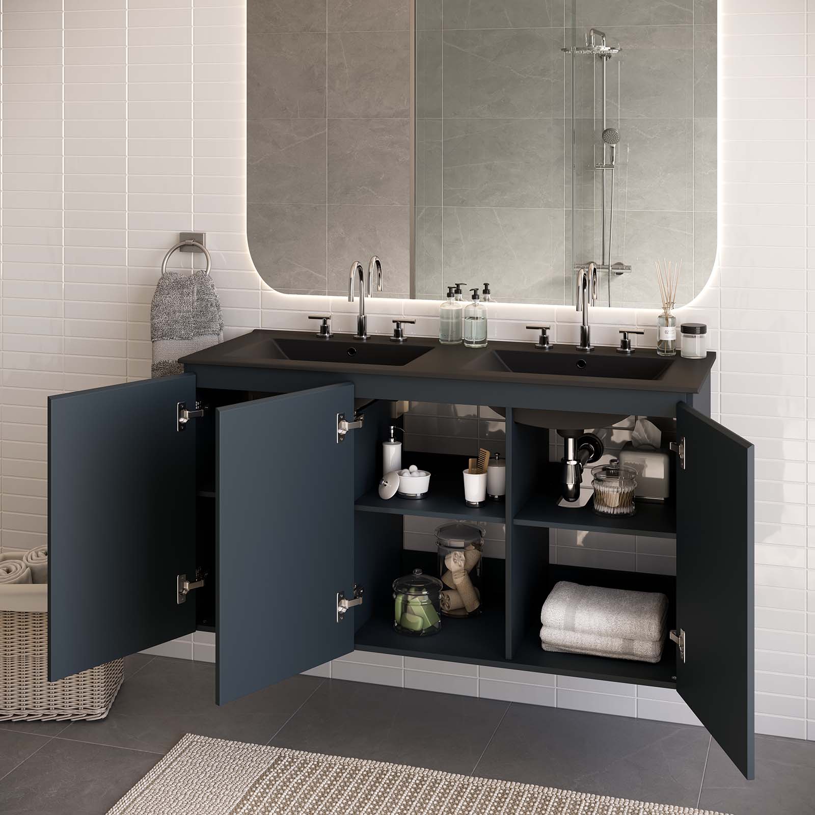 Bryn 48" Wall-Mount Double Sink Bathroom Vanity by Modway