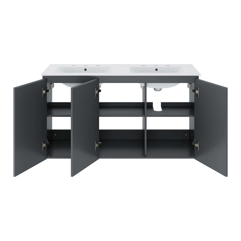 Bryn 48" Wall-Mount Double Sink Bathroom Vanity by Modway