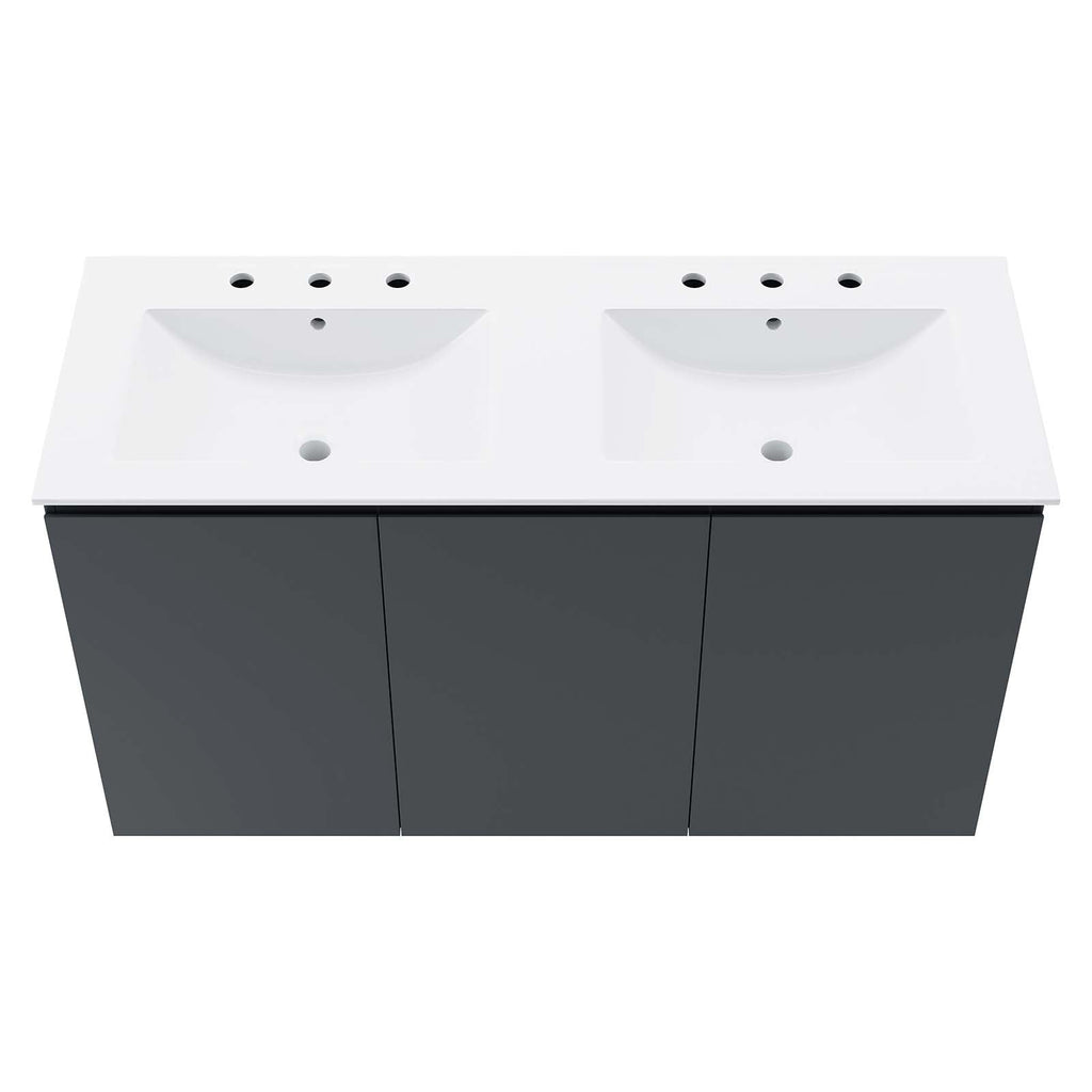 Bryn 48" Wall-Mount Double Sink Bathroom Vanity by Modway