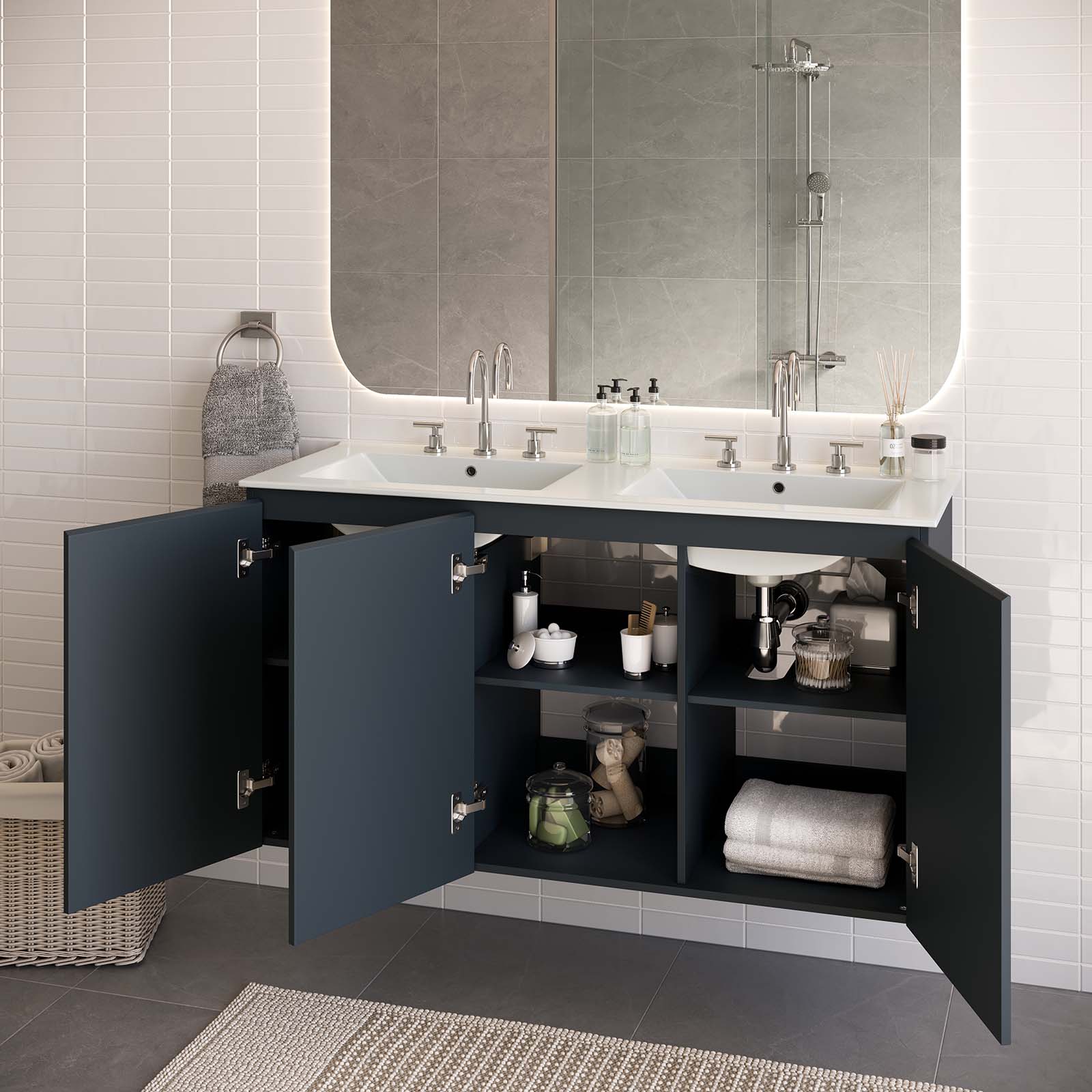 Bryn 48" Wall-Mount Double Sink Bathroom Vanity by Modway