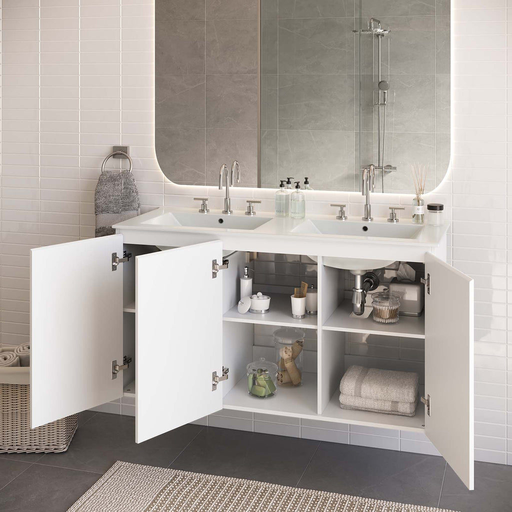 Bryn 48" Wall-Mount Double Sink Bathroom Vanity by Modway