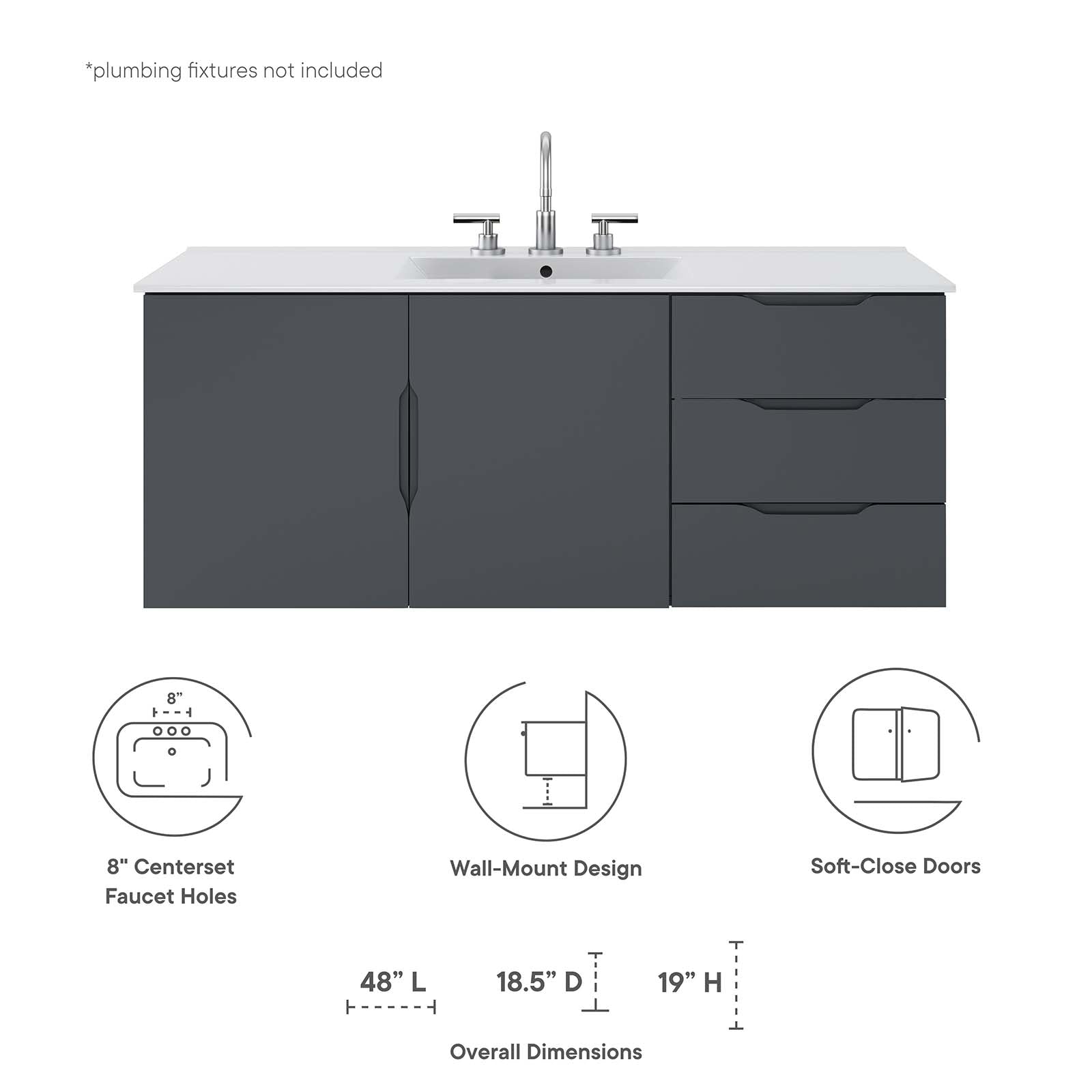Vitality 48" Single Sink Bathroom Vanity by Modway