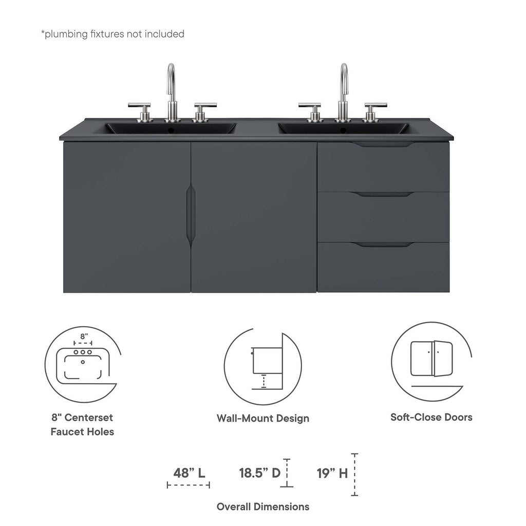 Vitality 48" Double Sink Bathroom Vanity by Modway