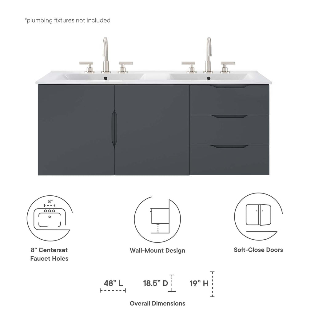 Vitality 48" Double Sink Bathroom Vanity by Modway