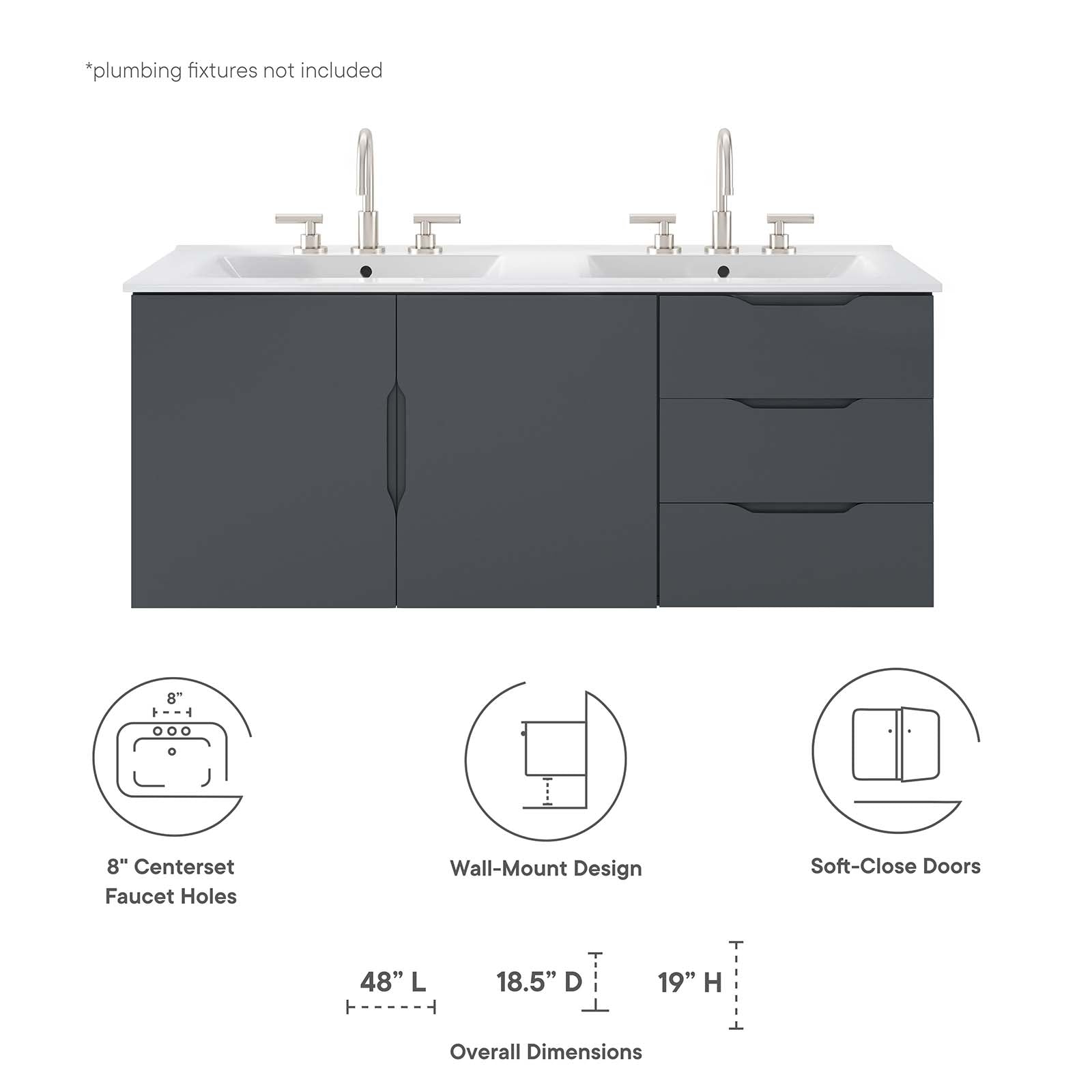 Vitality 48" Double Sink Bathroom Vanity by Modway