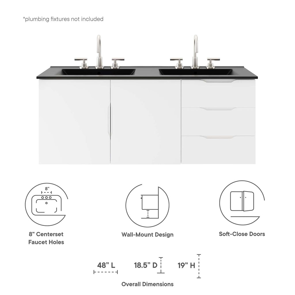 Vitality 48" Double Sink Bathroom Vanity by Modway