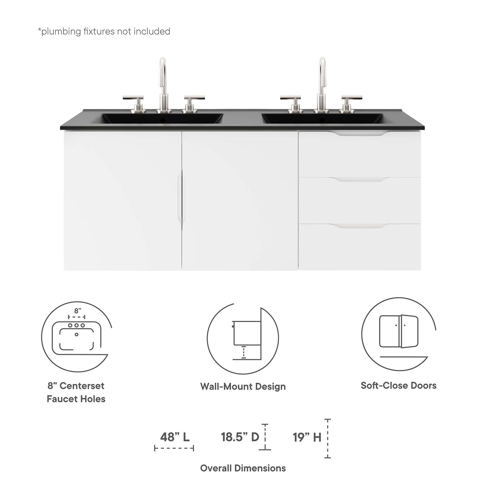 Vitality 48" Double Sink Bathroom Vanity by Modway
