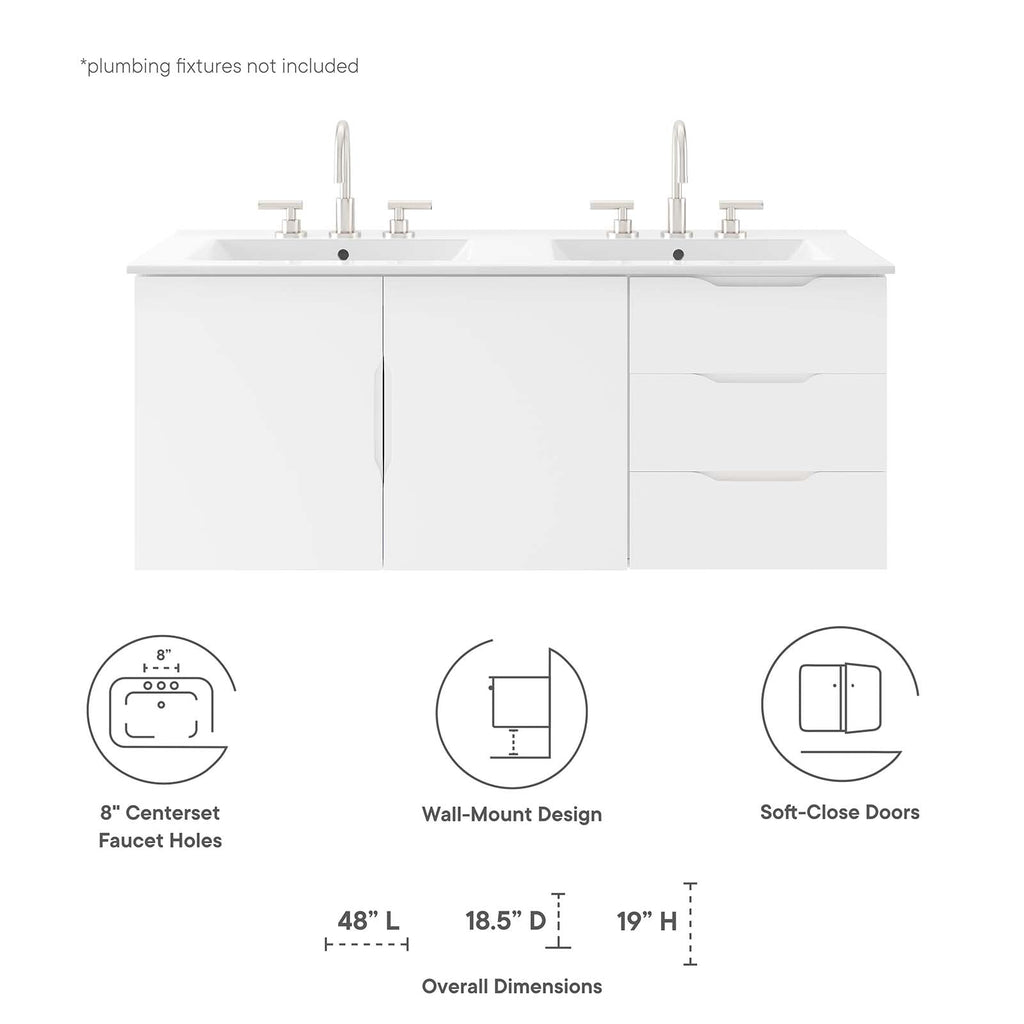 Vitality 48" Double Sink Bathroom Vanity by Modway