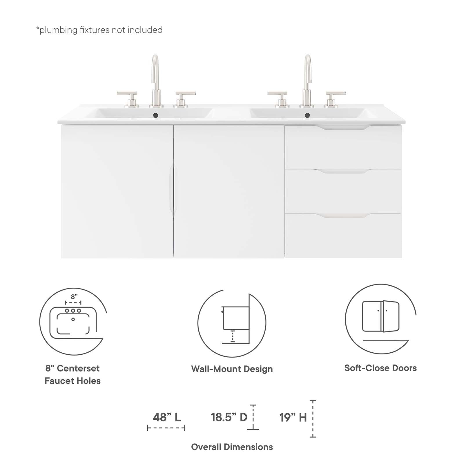 Vitality 48" Double Sink Bathroom Vanity by Modway