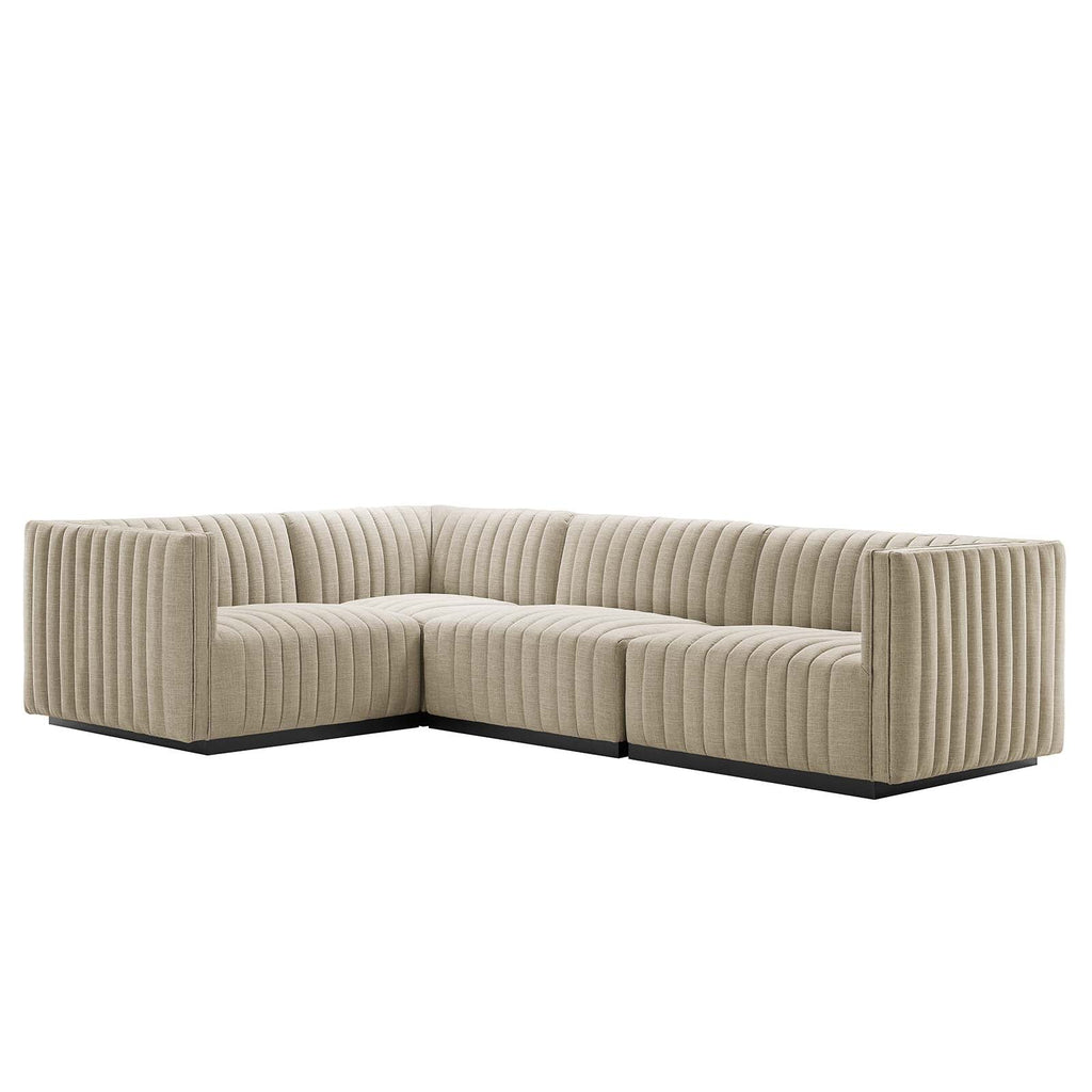 Conjure 4-Piece Channel Tufted Upholstered Fabric L-Shaped Sectional by Modway