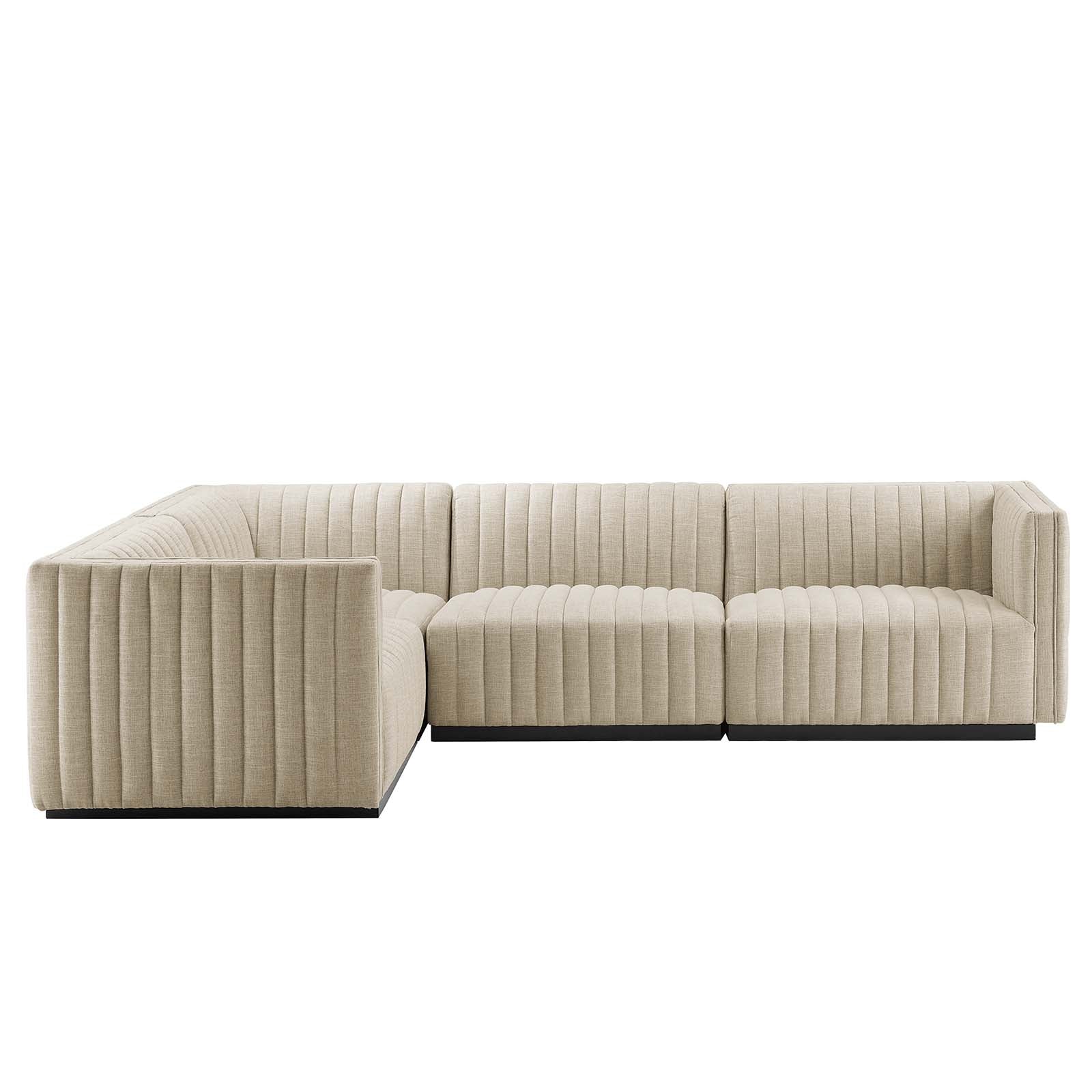 Conjure 4-Piece Channel Tufted Upholstered Fabric L-Shaped Sectional by Modway