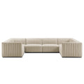 Conjure 6-Piece Channel Tufted Upholstered Fabric U-Shaped Sectional by Modway