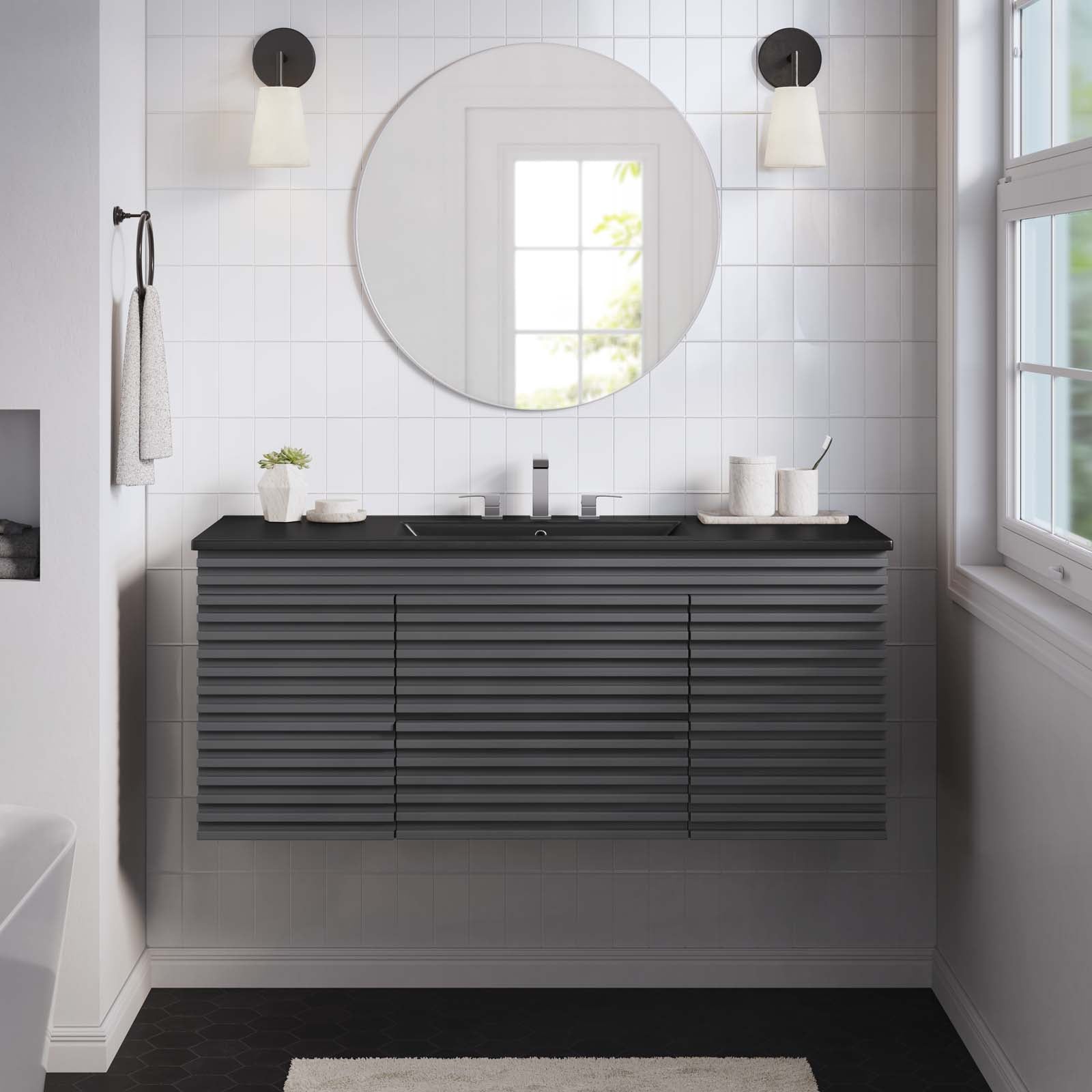 Render 48" Wall-Mount Bathroom Vanity by Modway