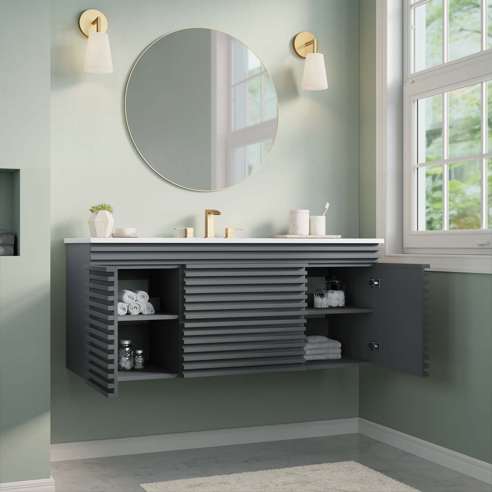 Render 48" Wall-Mount Bathroom Vanity by Modway