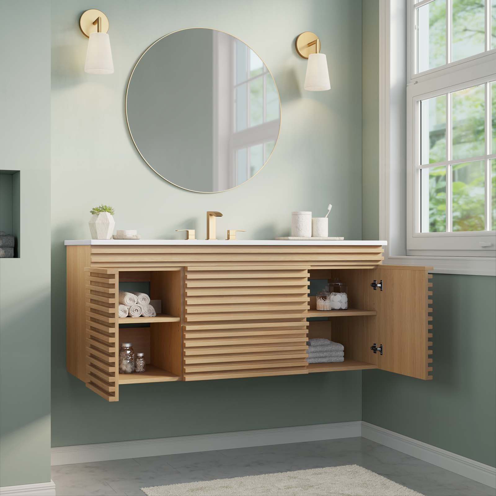 Render 48" Wall-Mount Bathroom Vanity by Modway