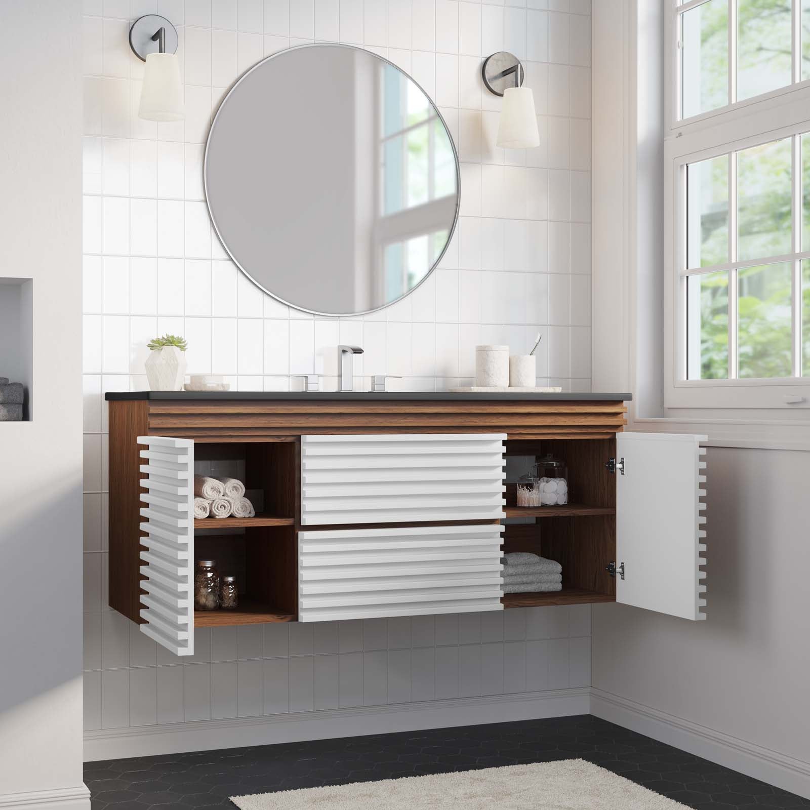 Render 48" Wall-Mount Bathroom Vanity by Modway
