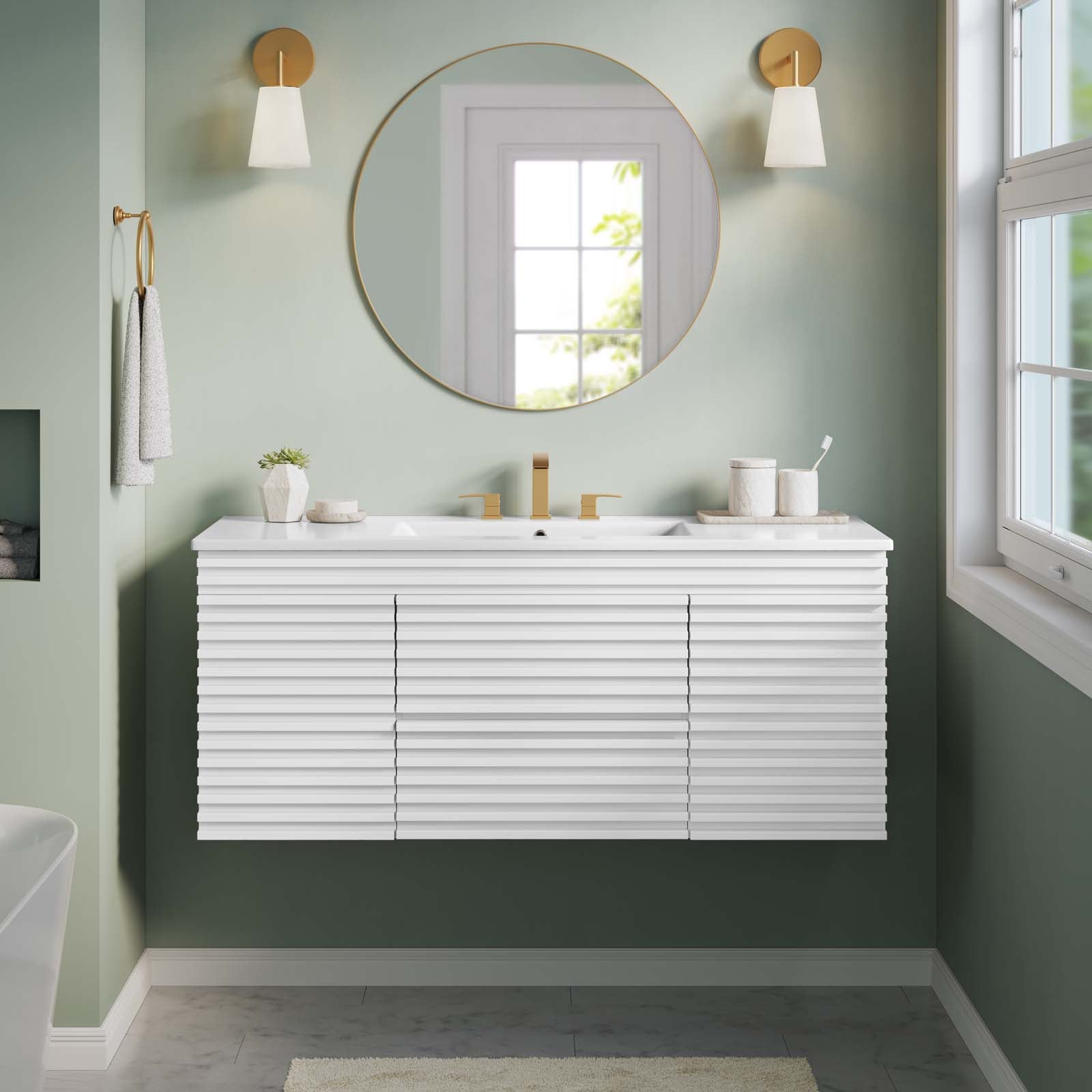 Render 48" Wall-Mount Bathroom Vanity by Modway