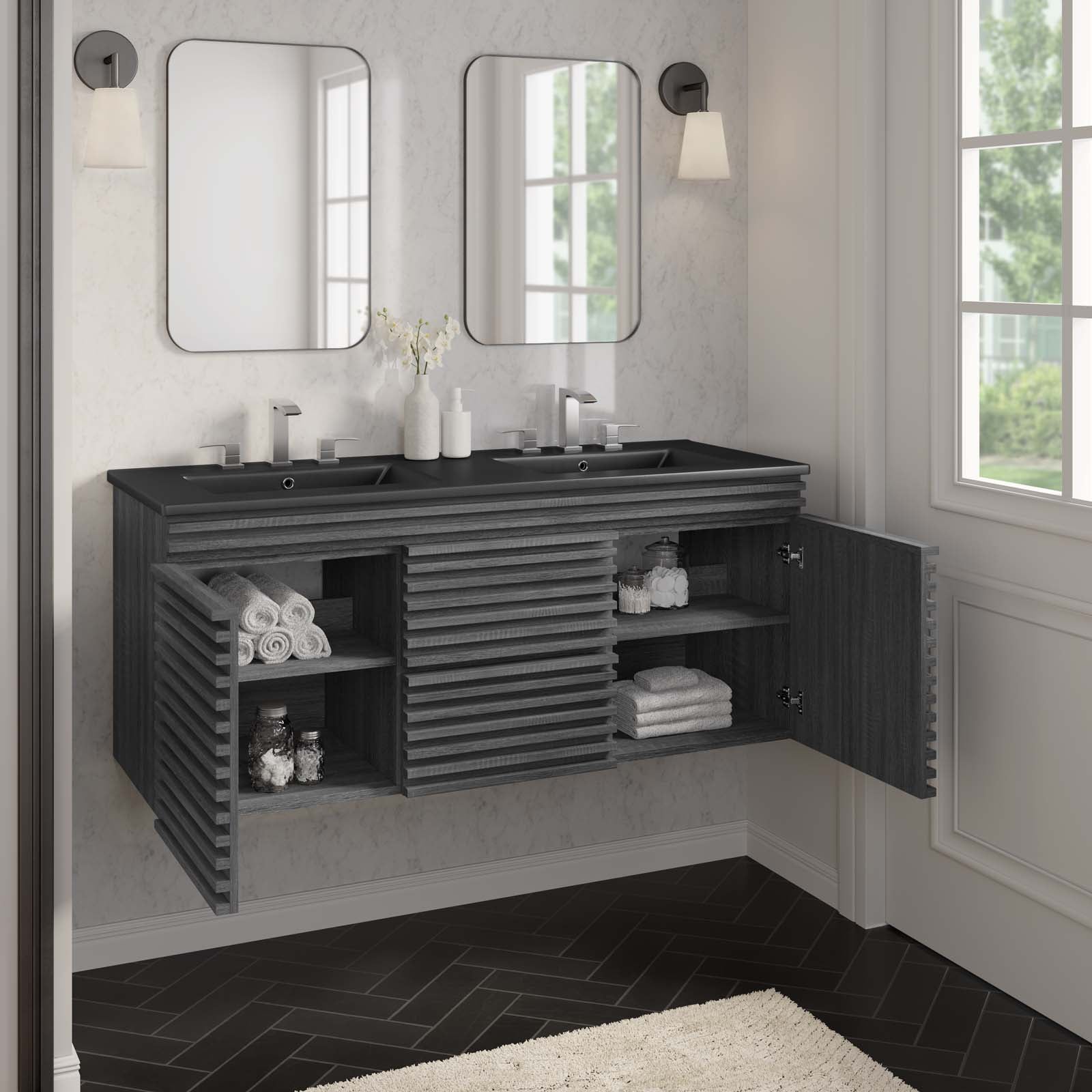 Render 48" Wall-Mount Bathroom Vanity by Modway