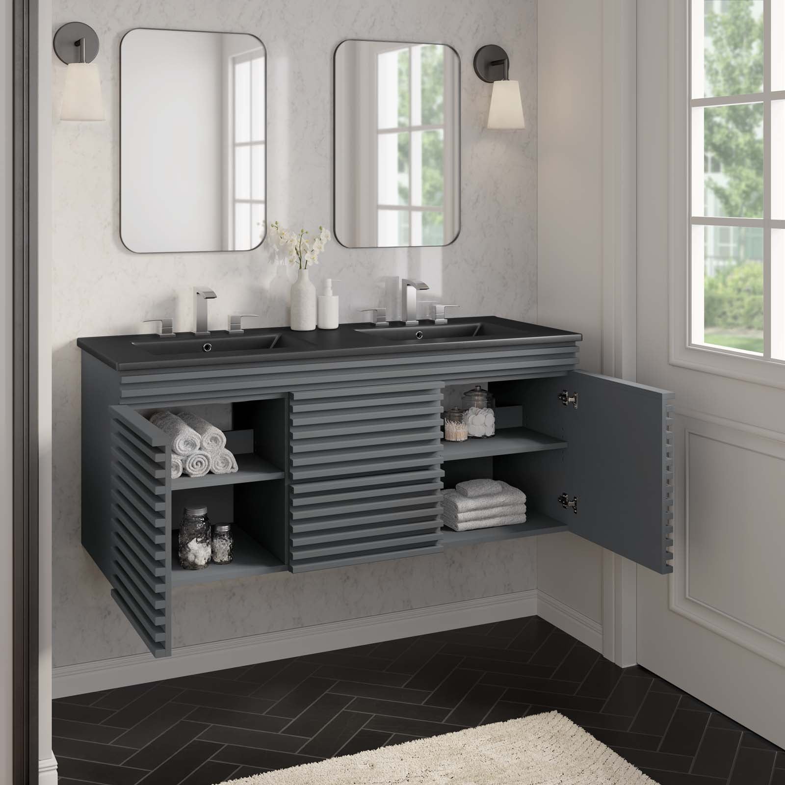 Render 48" Wall-Mount Bathroom Vanity by Modway