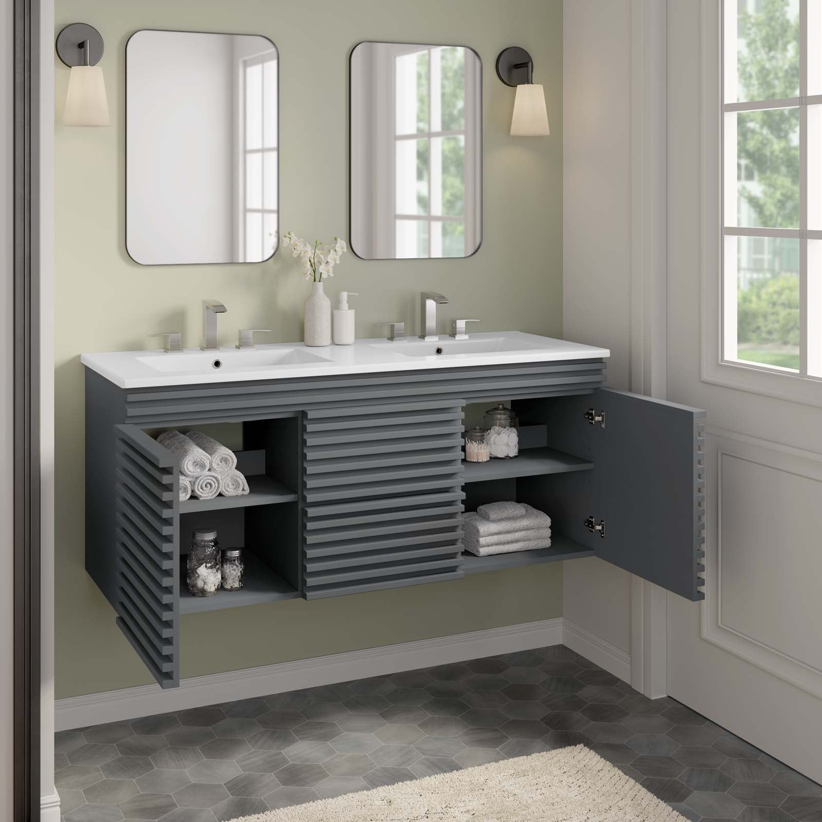 Render 48" Wall-Mount Bathroom Vanity by Modway