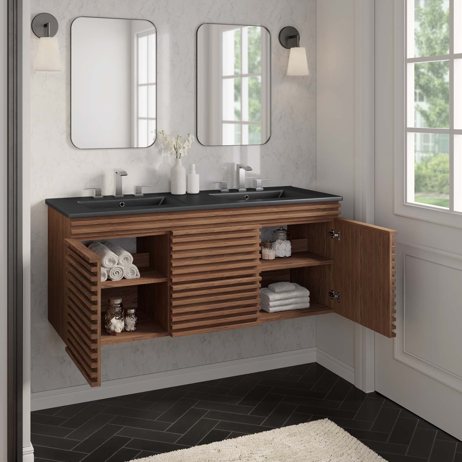 Render 48" Wall-Mount Bathroom Vanity by Modway