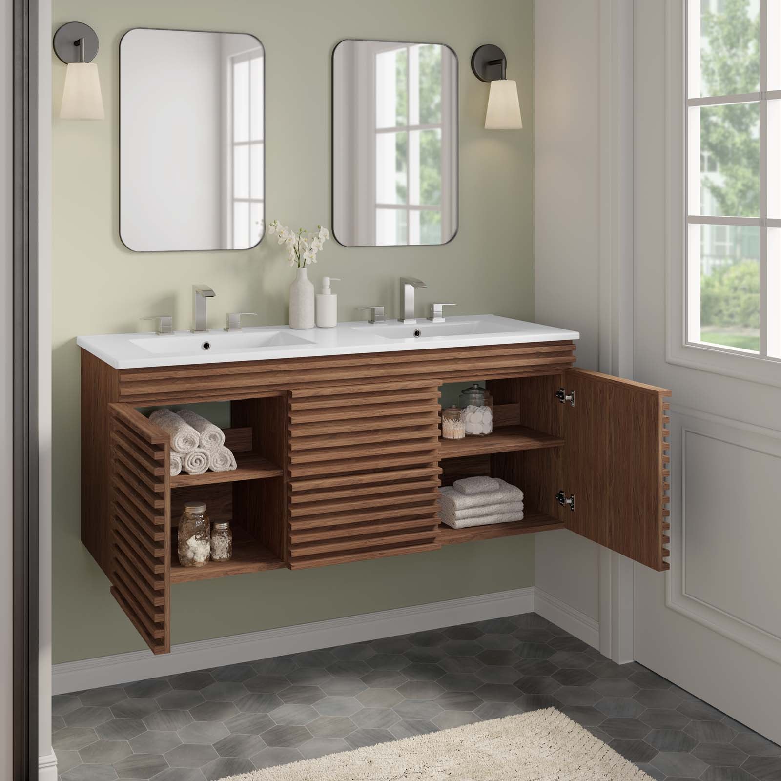 Render 48" Wall-Mount Bathroom Vanity by Modway