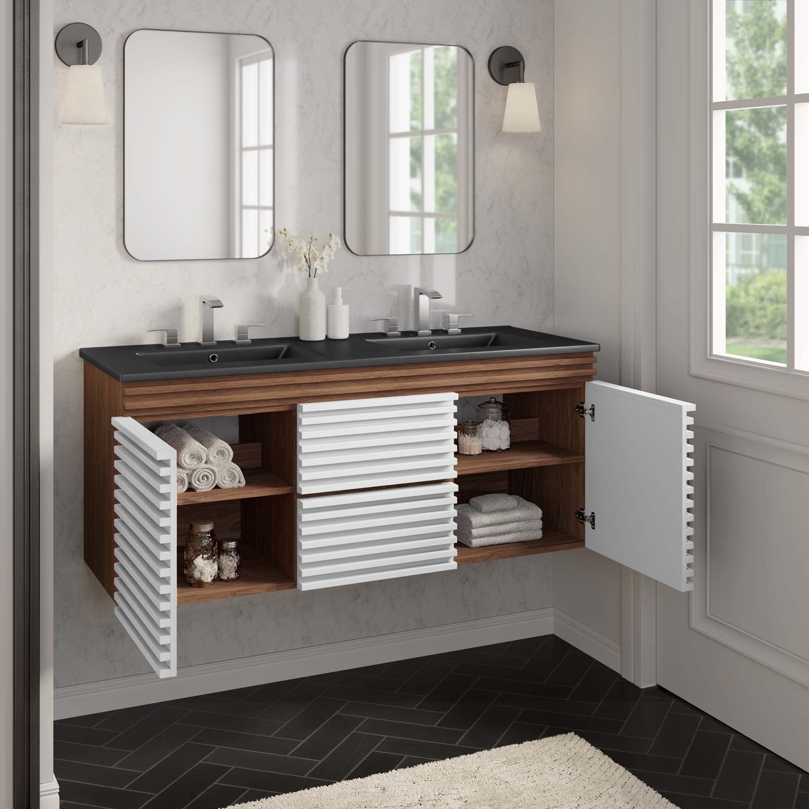 Render 48" Wall-Mount Bathroom Vanity by Modway