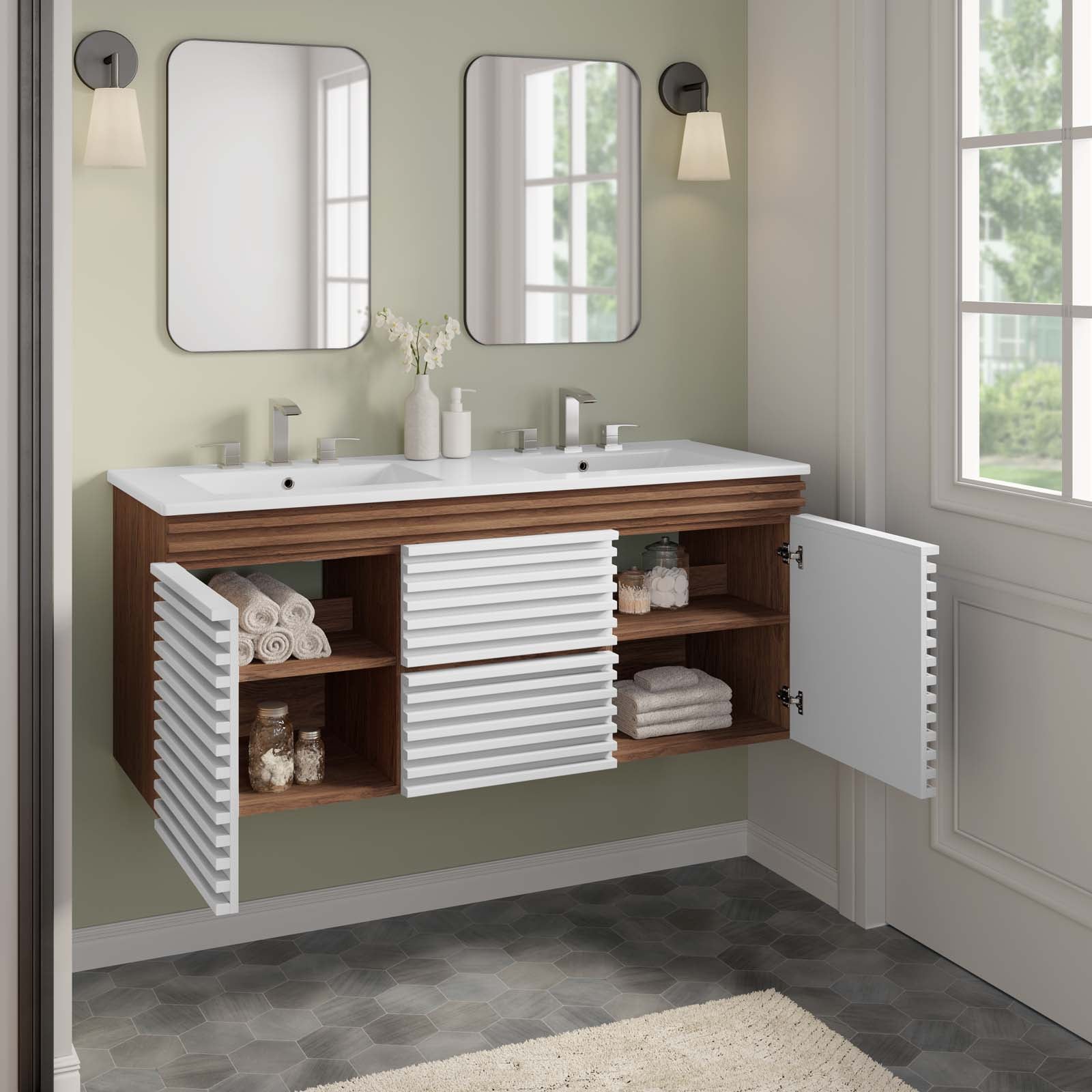 Render 48" Wall-Mount Bathroom Vanity by Modway