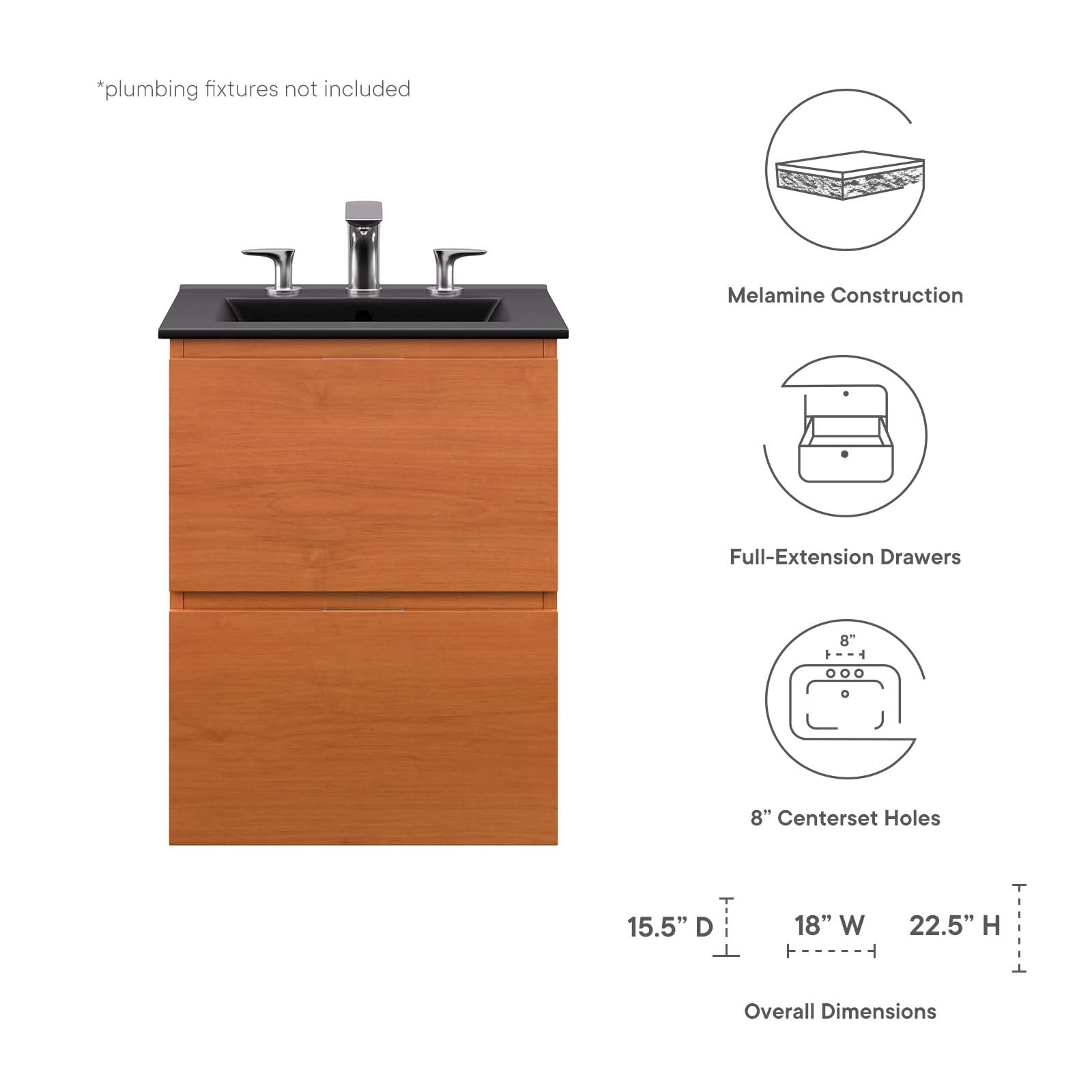 Scenic 18" Wall-Mount Bathroom Vanity by Modway