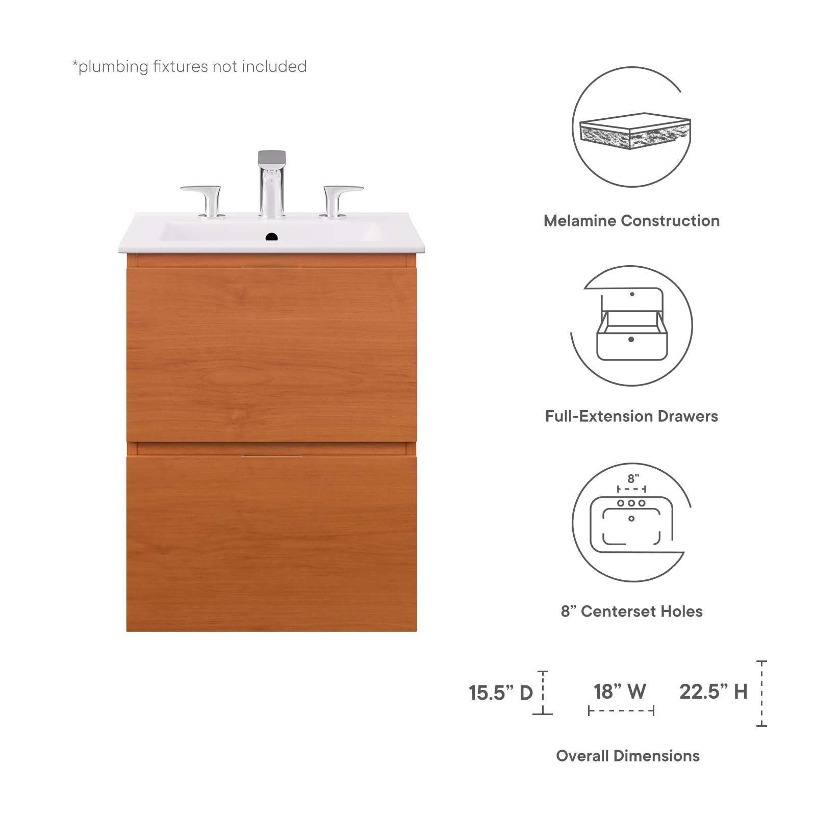 Scenic 18" Wall-Mount Bathroom Vanity by Modway