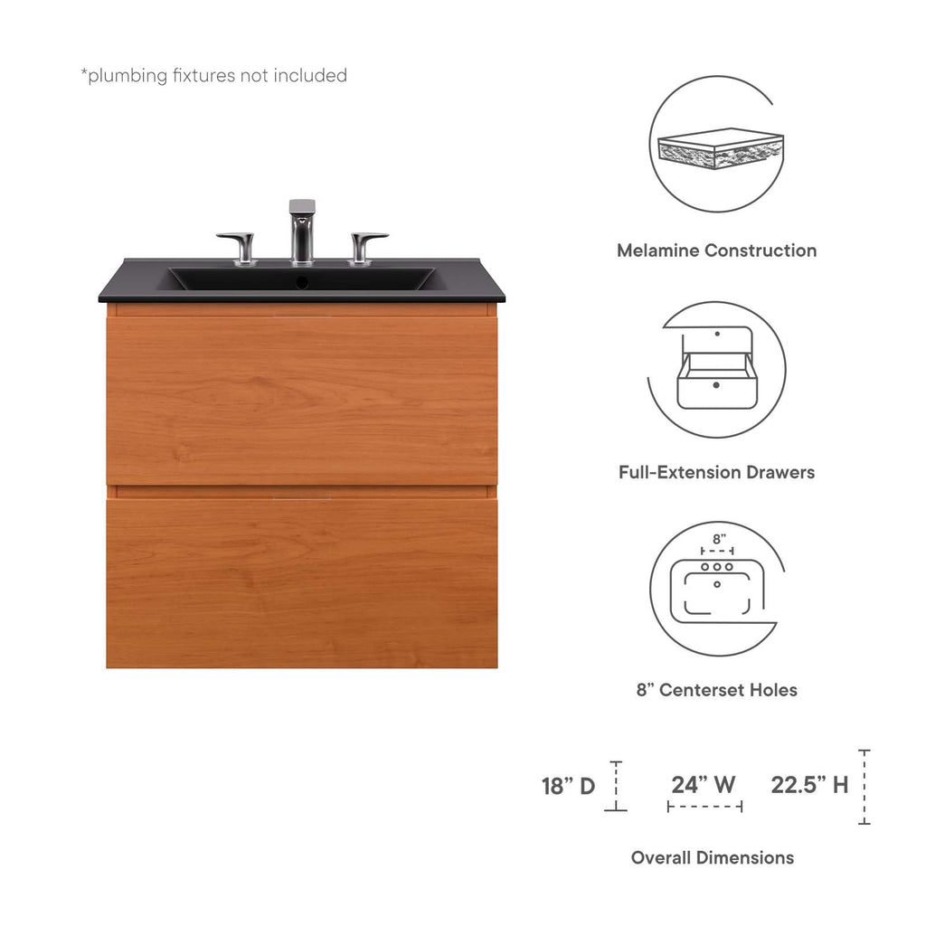 Scenic 24" Wall-Mount Bathroom Vanity by Modway