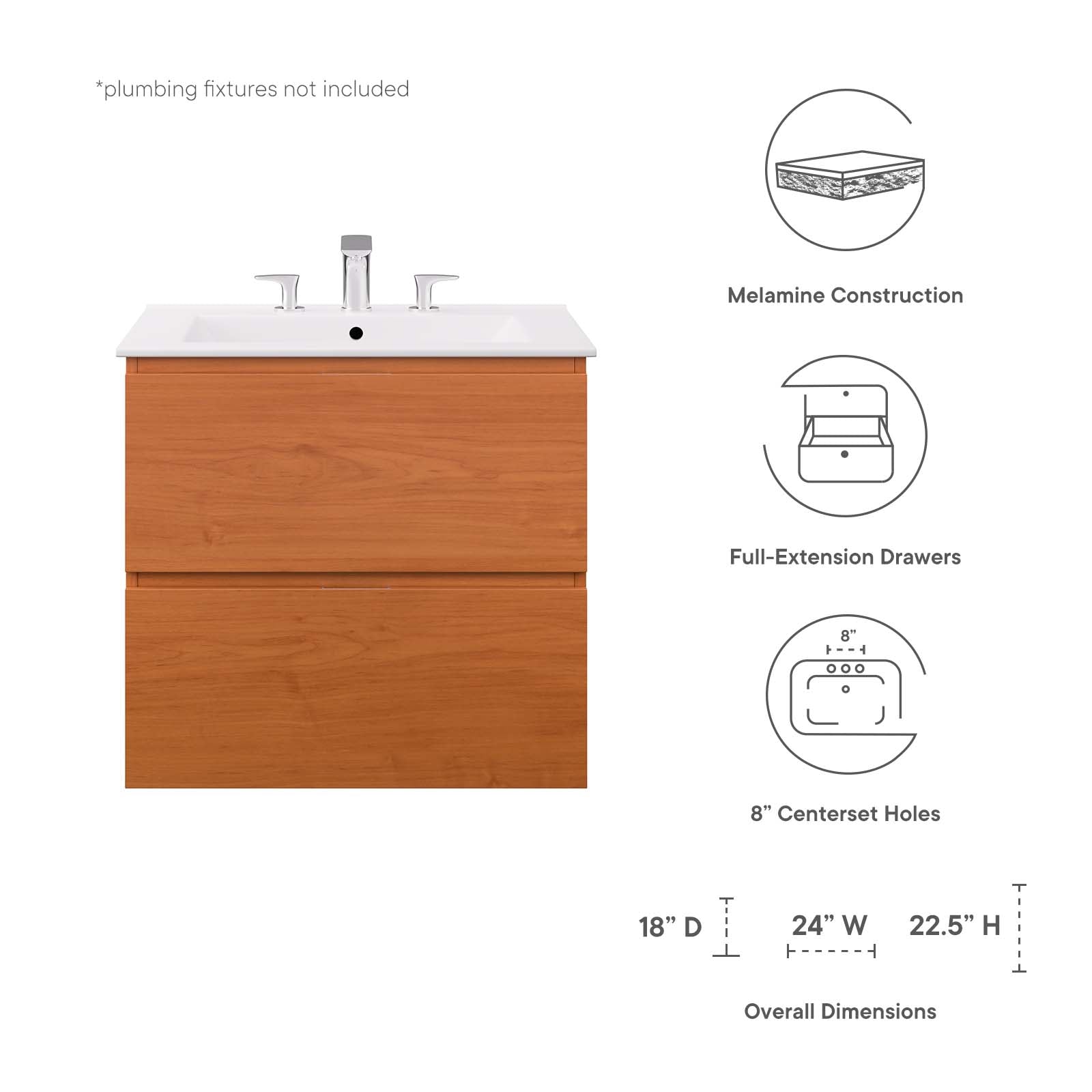 Scenic 24" Wall-Mount Bathroom Vanity by Modway