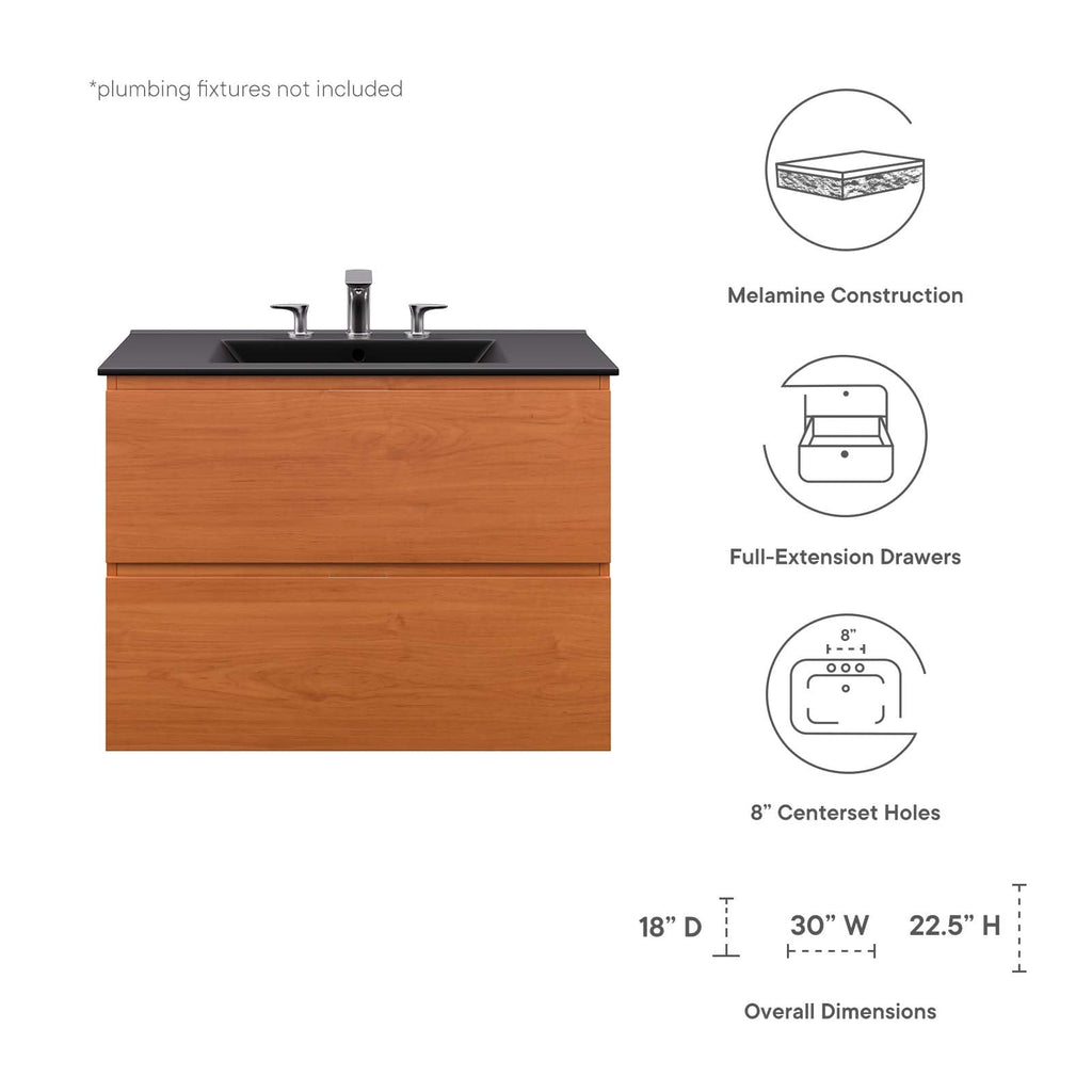 Scenic 30" Wall-Mount Bathroom Vanity by Modway