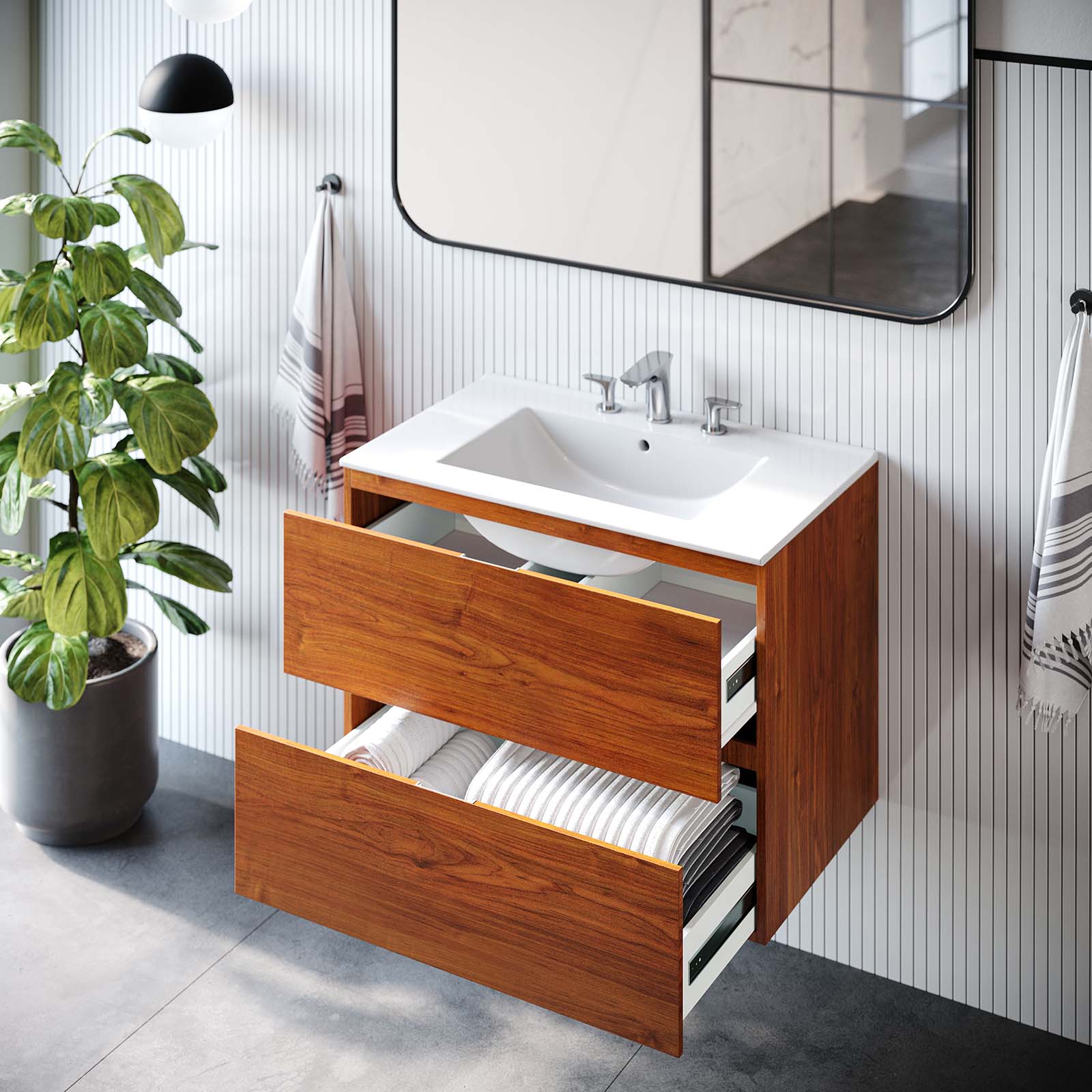 Scenic 30" Wall-Mount Bathroom Vanity by Modway