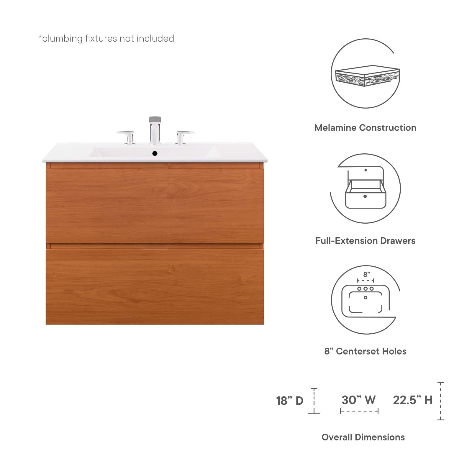 Scenic 30" Wall-Mount Bathroom Vanity by Modway