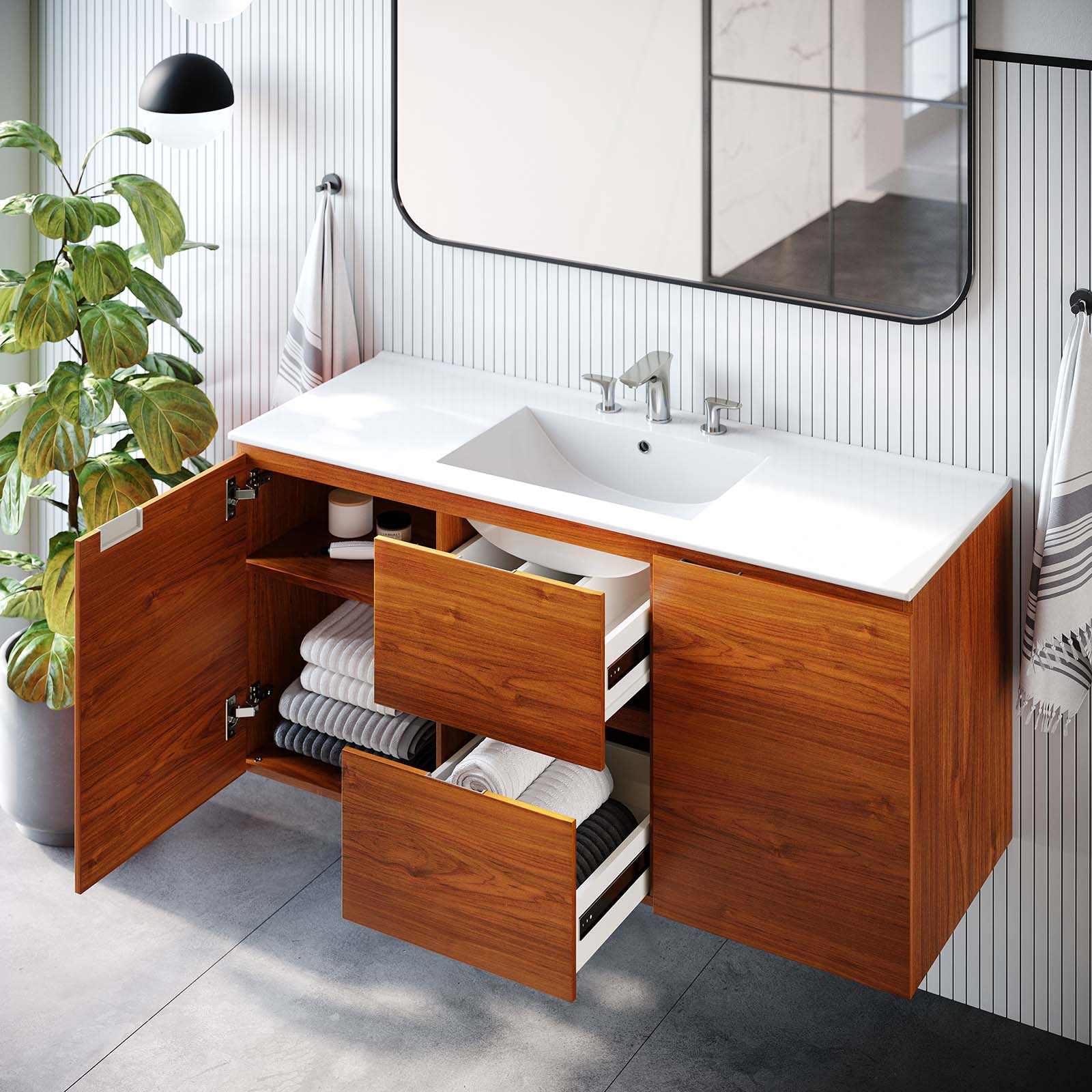 Scenic 48" Wall-Mount Bathroom Vanity by Modway