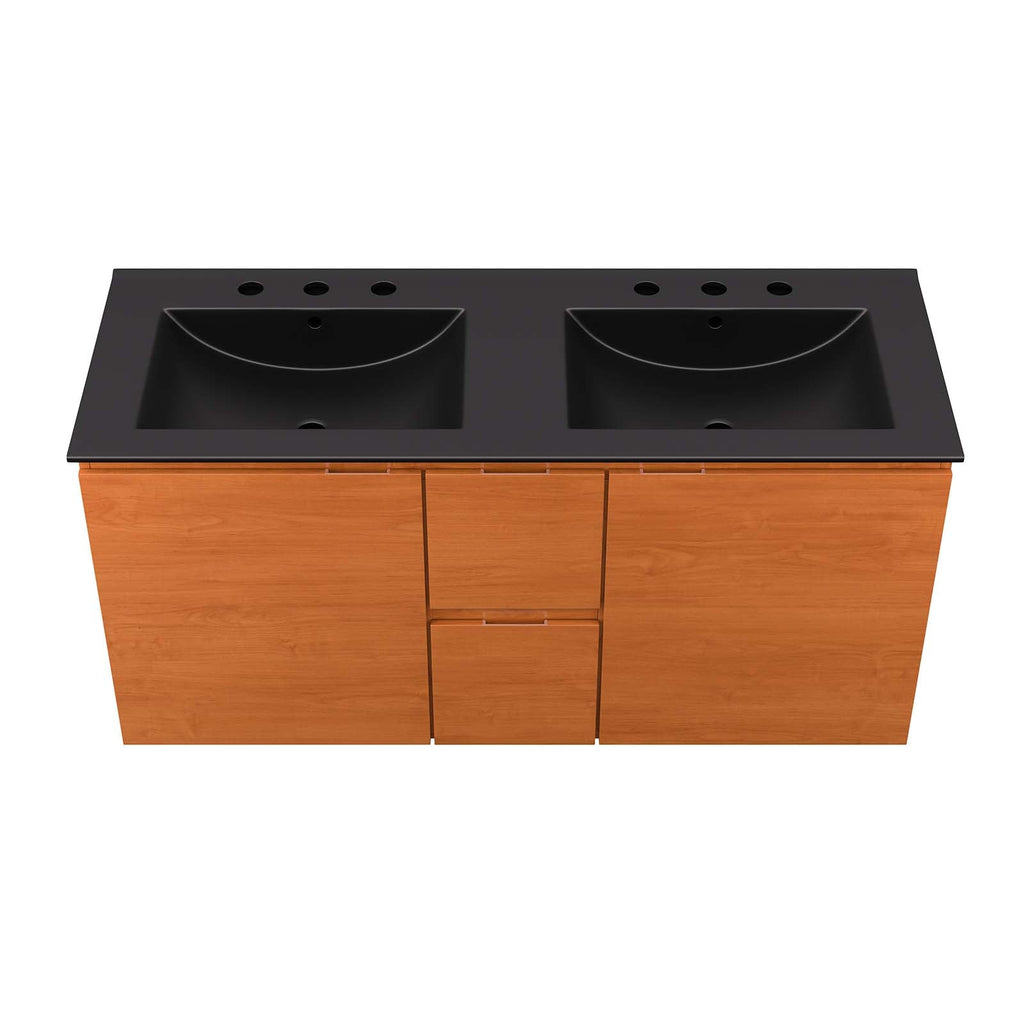 Scenic 48" Double Wall-Mount Bathroom Vanity by Modway