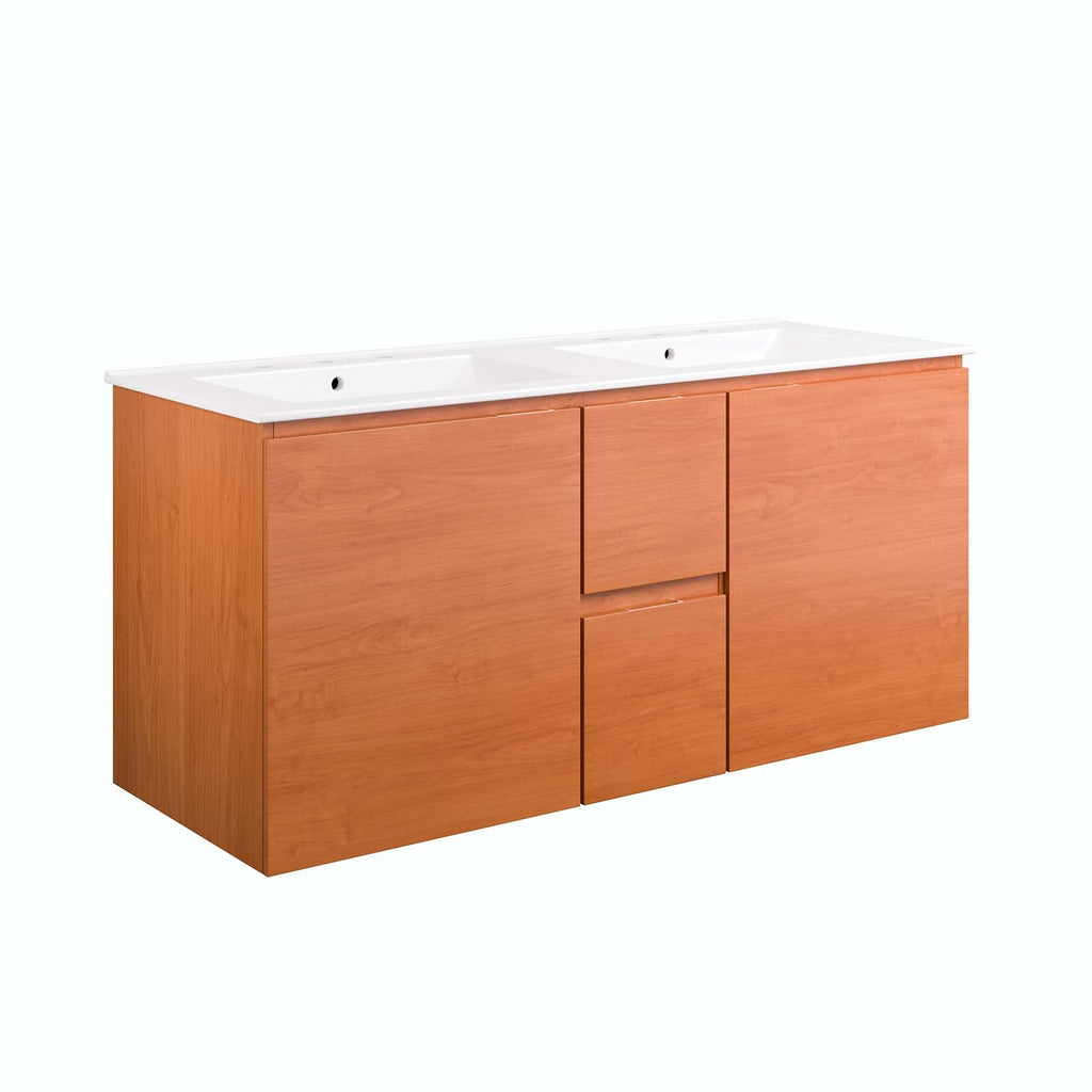 Scenic 48" Double Wall-Mount Bathroom Vanity by Modway
