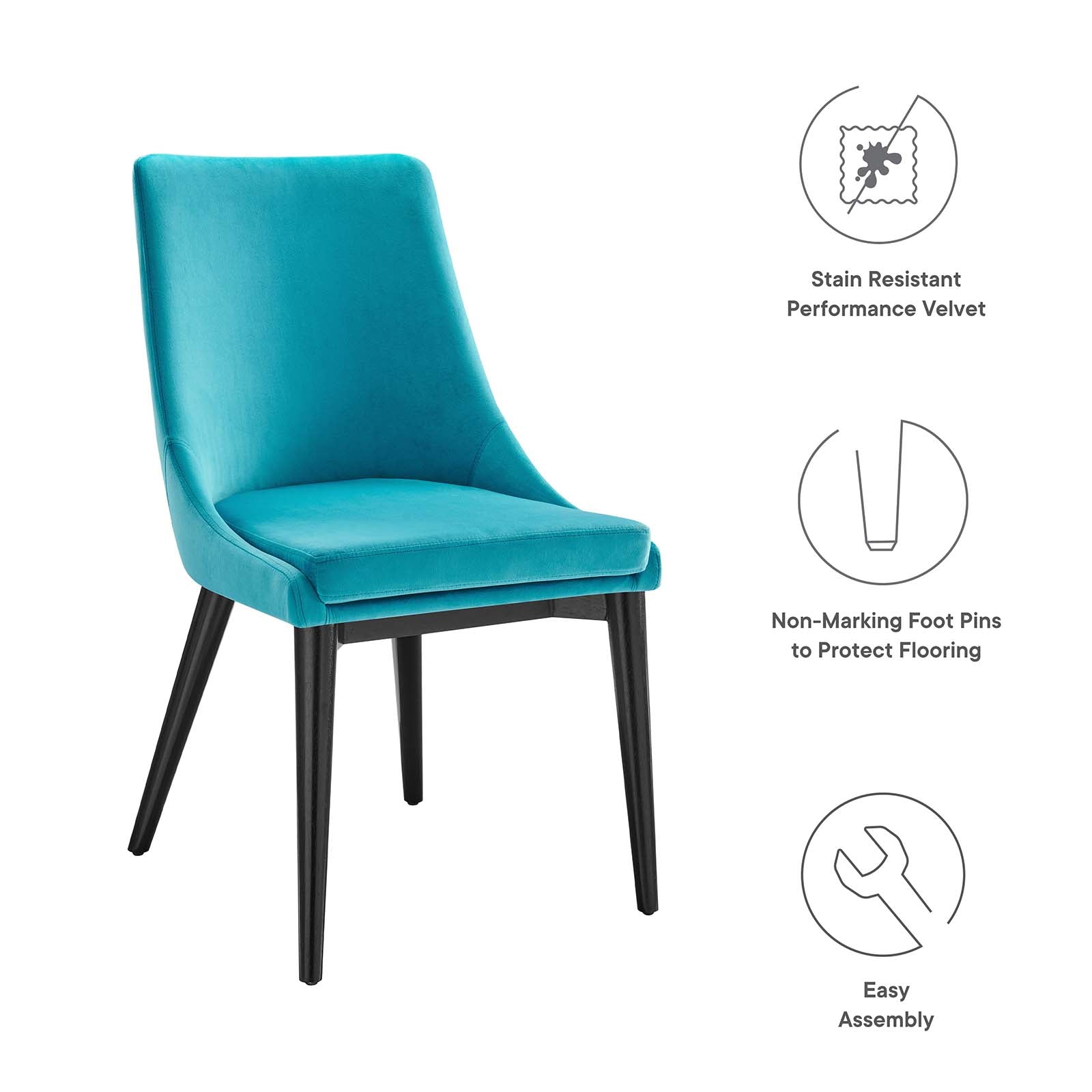 Viscount Accent Performance Velvet Dining Chairs Set of 2 by Modway